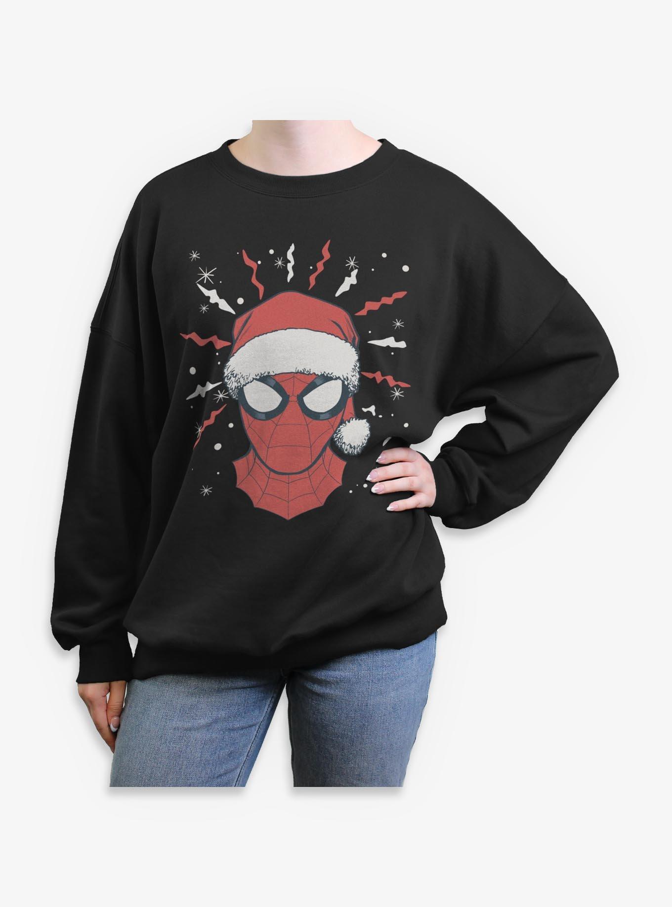Marvel Spider-Man Xmas Face Womens Oversized Sweatshirt, , hi-res