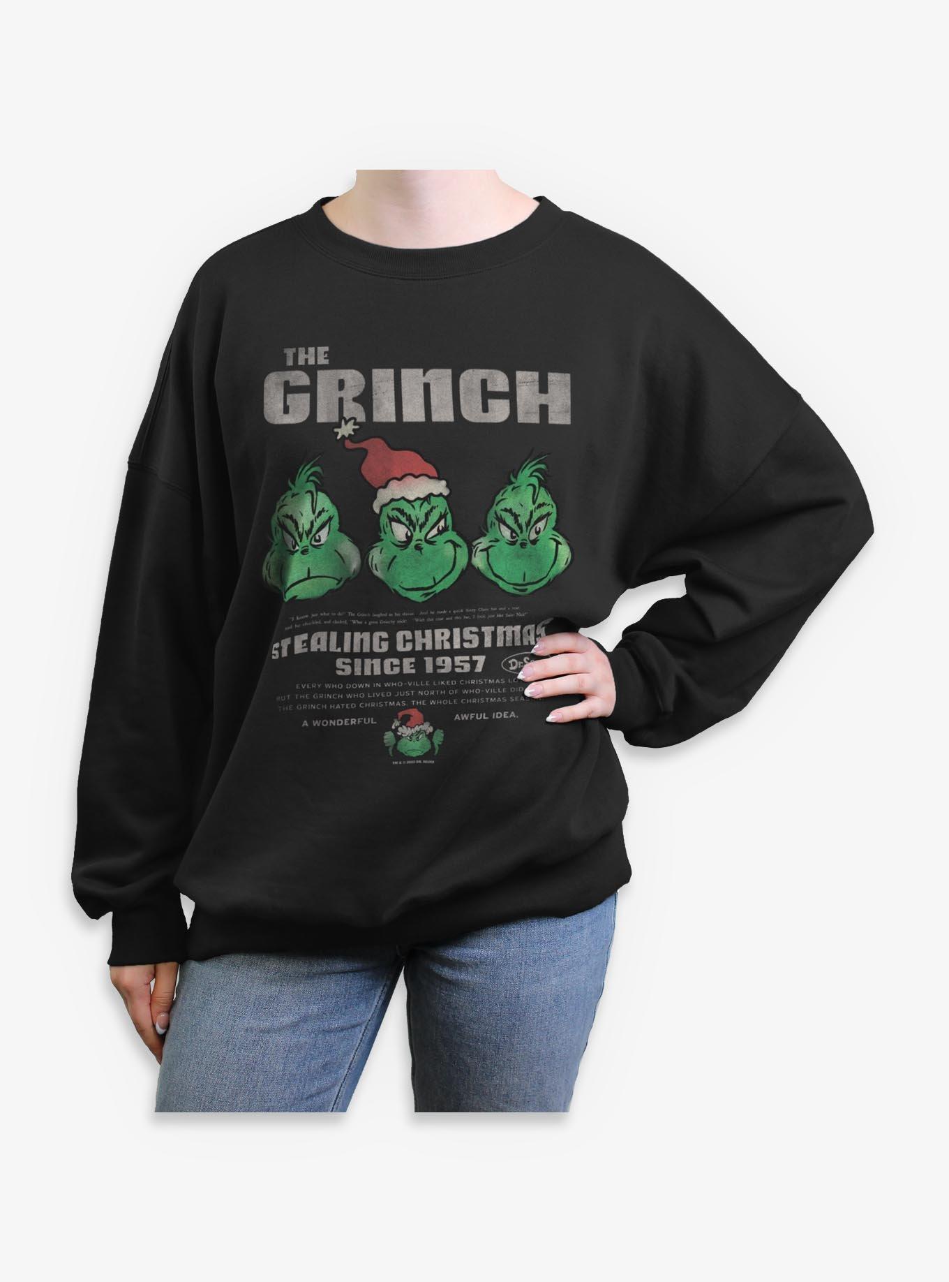 Dr. Seuss How The Grinch Stole Christmas Stealing Christmas Womens Oversized Sweatshirt, , hi-res