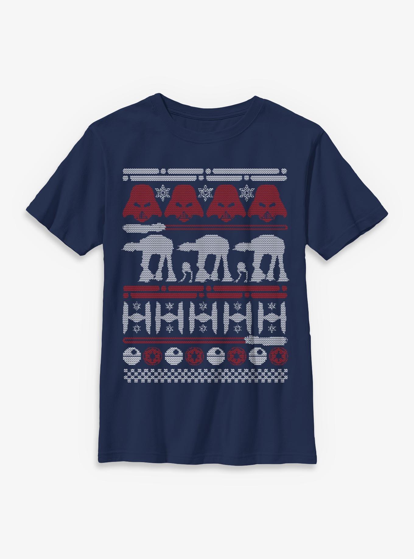 Star Wars Vader Sleigh Ugly Sweater Style Youth T-Shirt, , hi-res