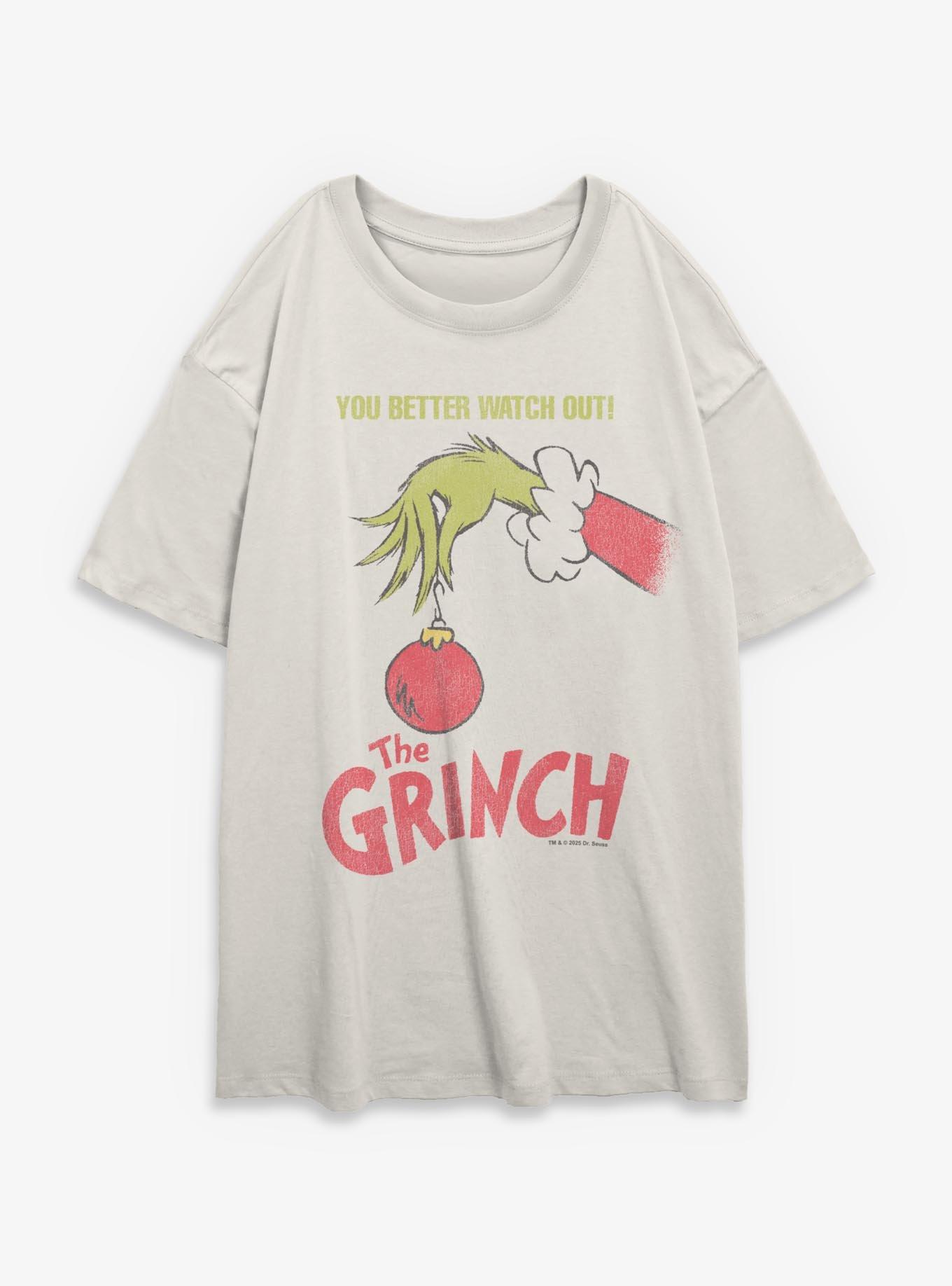 Dr. Seuss How The Grinch Stole Christmas You Better Watch Out Ornament Womens Oversized T-Shirt, , hi-res