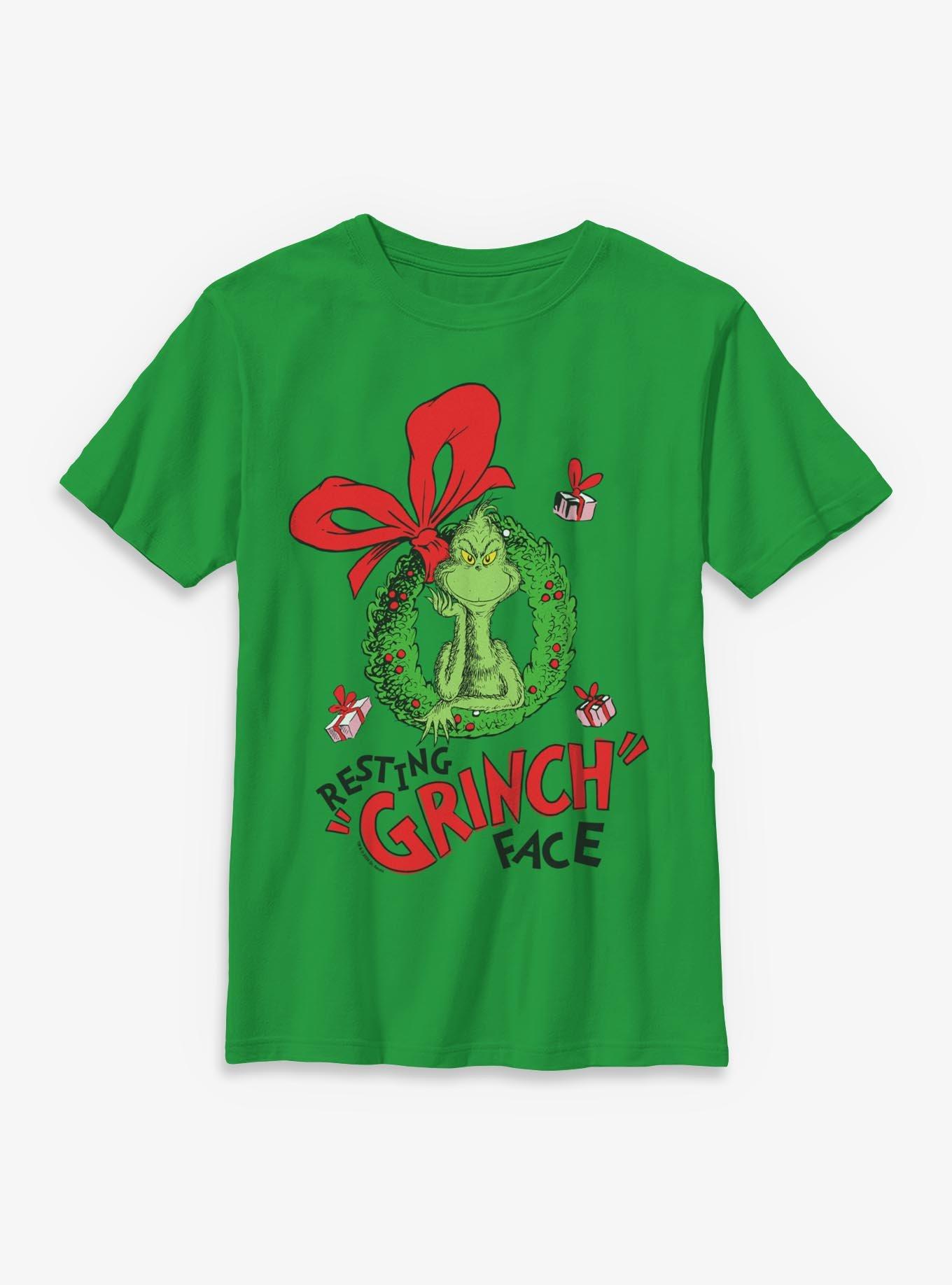 Dr. Seuss How The Grinch Stole Christmas Resting Grinch Face Youth T-Shirt, , hi-res