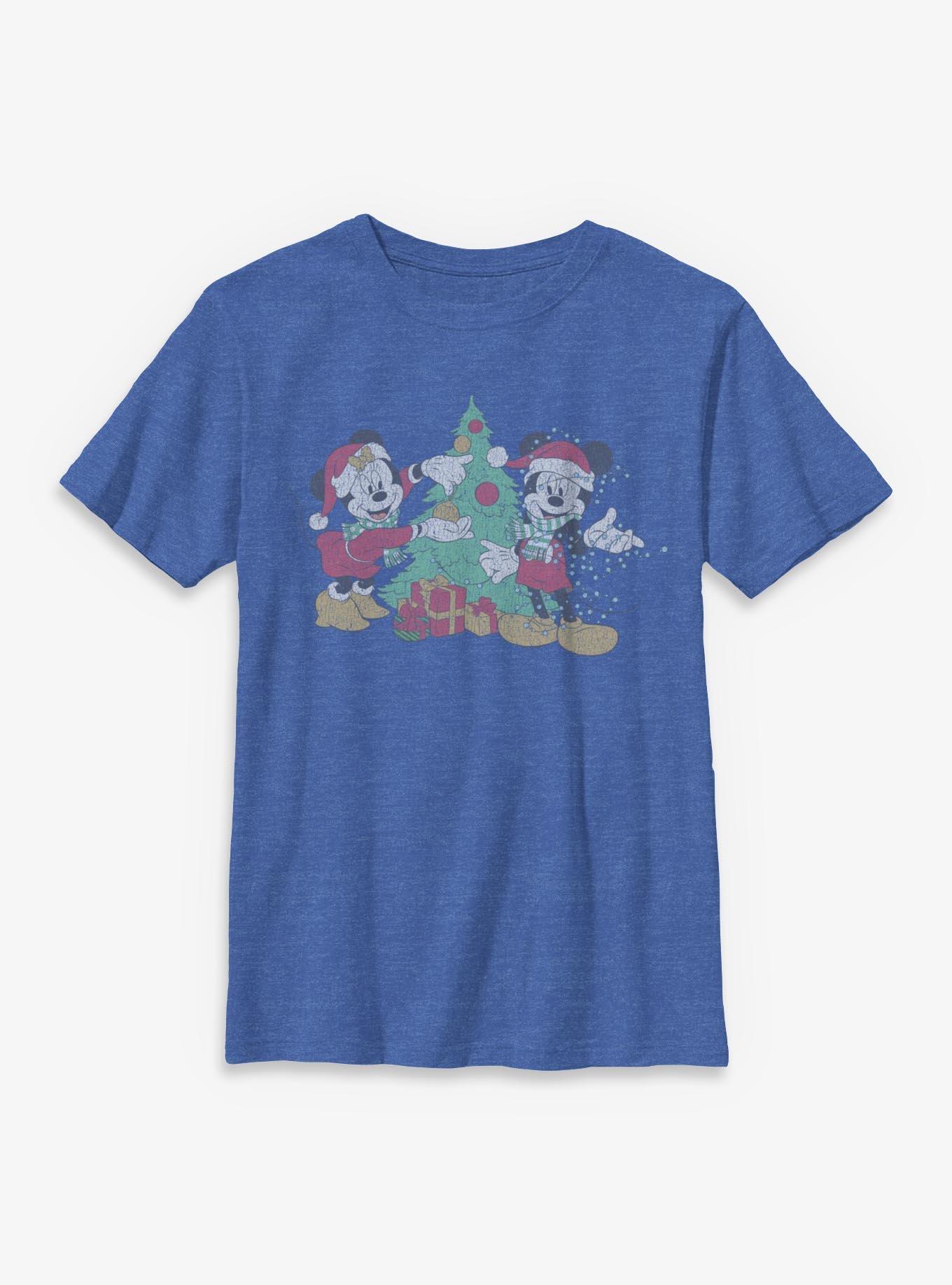 Disney Mickey Mouse & Minnie Christmas Couple Vintage Style Youth T-Shirt
