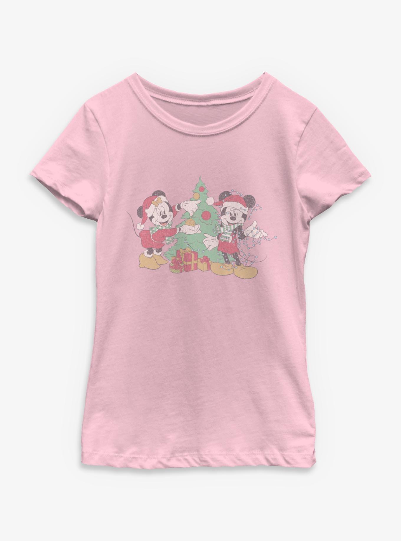 Disney Mickey Mouse & Minnie Christmas Couple Vintage Style Youth Girls T-Shirt