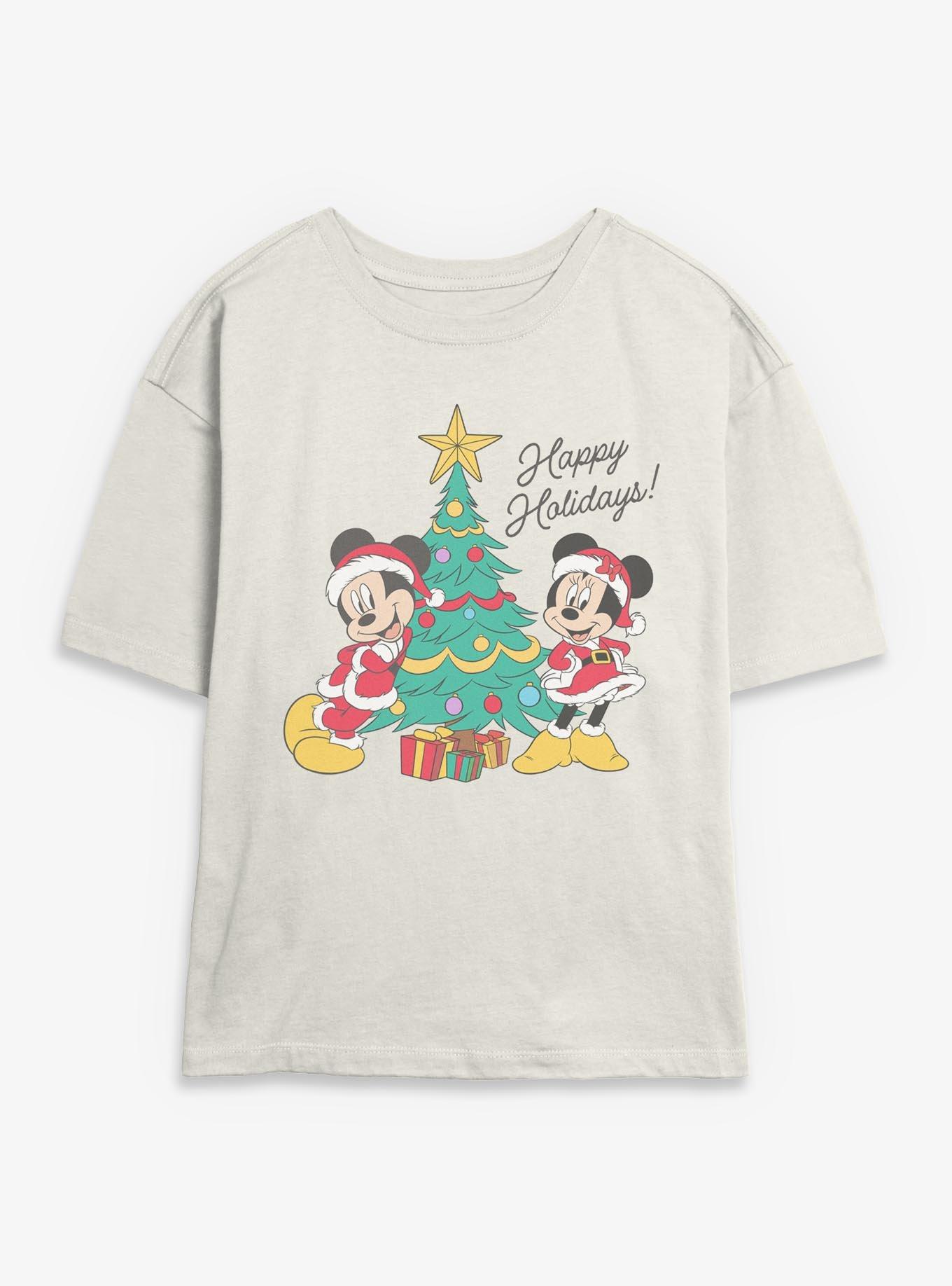Disney Mickey Mouse & Minnie Happy Holidays Womens Skimmer T-Shirt, , hi-res