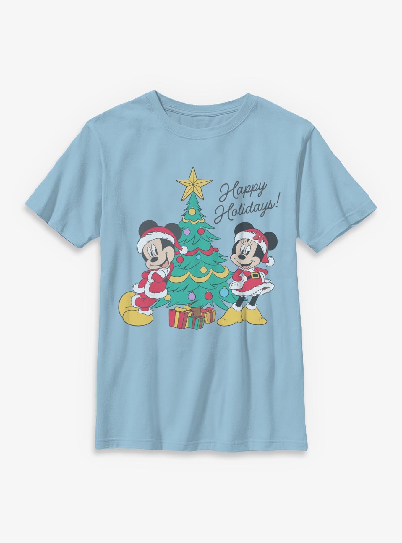 Disney Mickey Mouse & Minnie Happy Holidays Youth T-Shirt, , hi-res