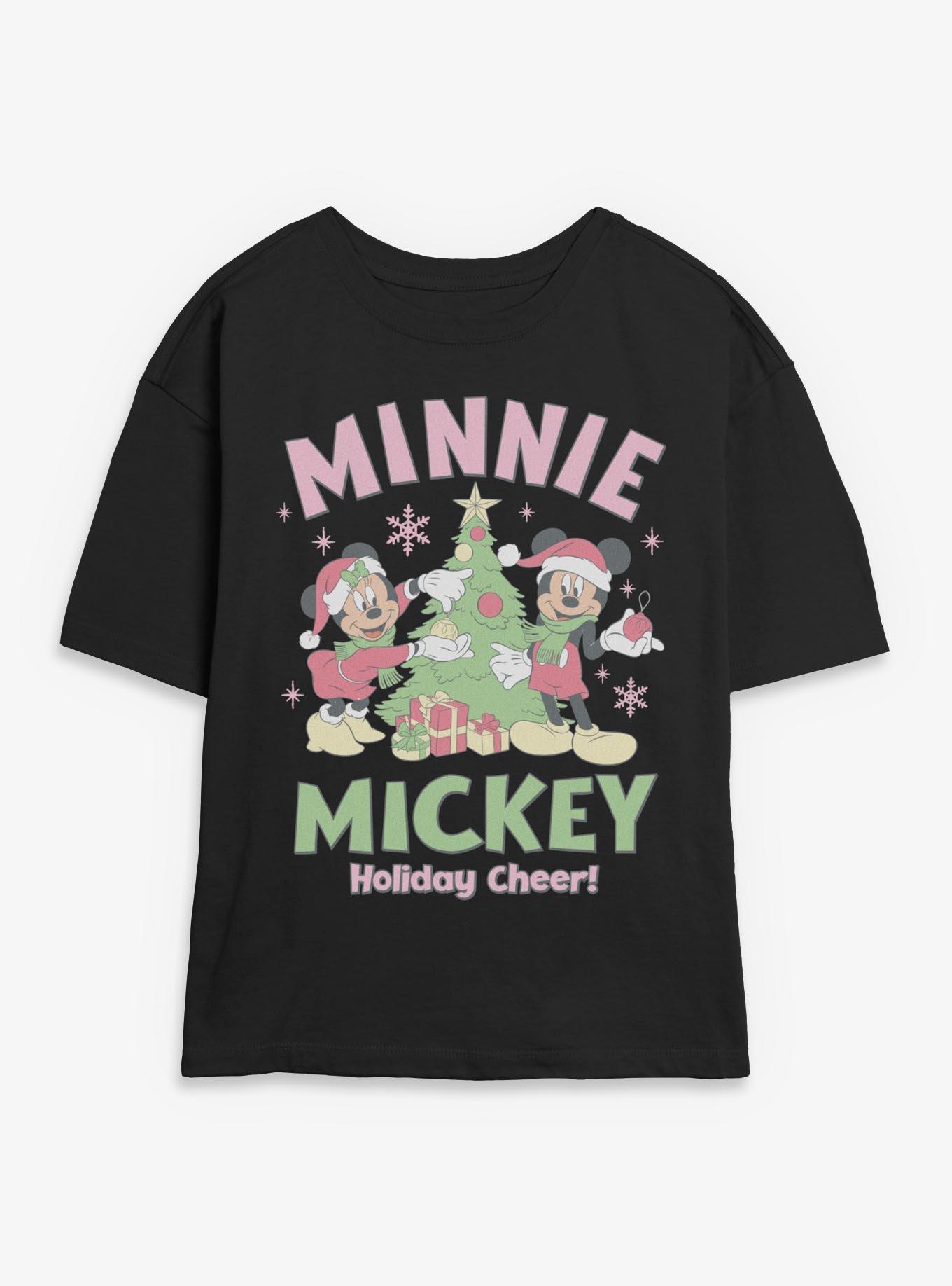 Disney Mickey Mouse & Minnie Holiday Cheer Womens Skimmer T-Shirt, , hi-res