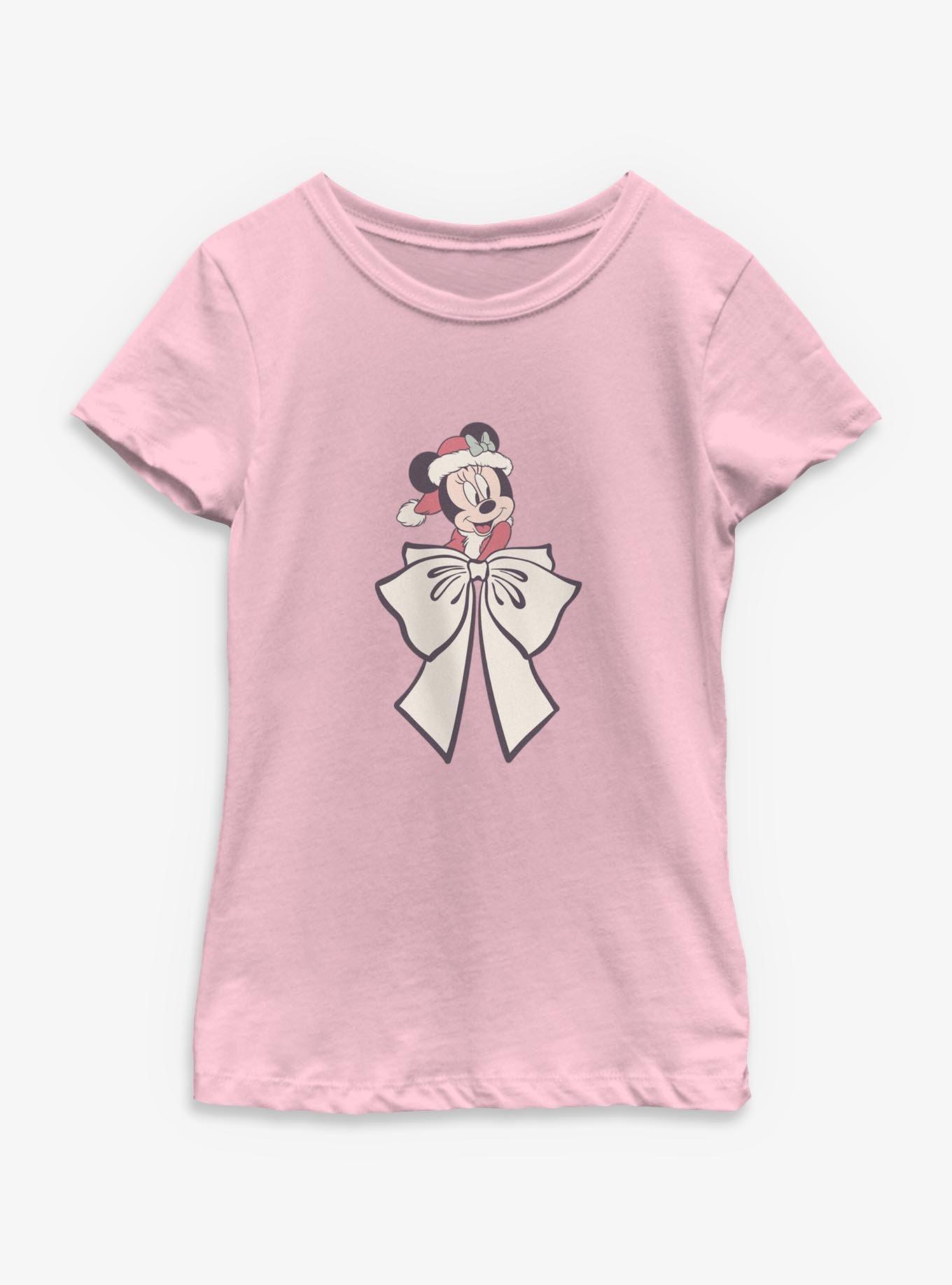 Disney Minnie Mouse Mrs Claus Bow Youth Girls T-Shirt, , hi-res