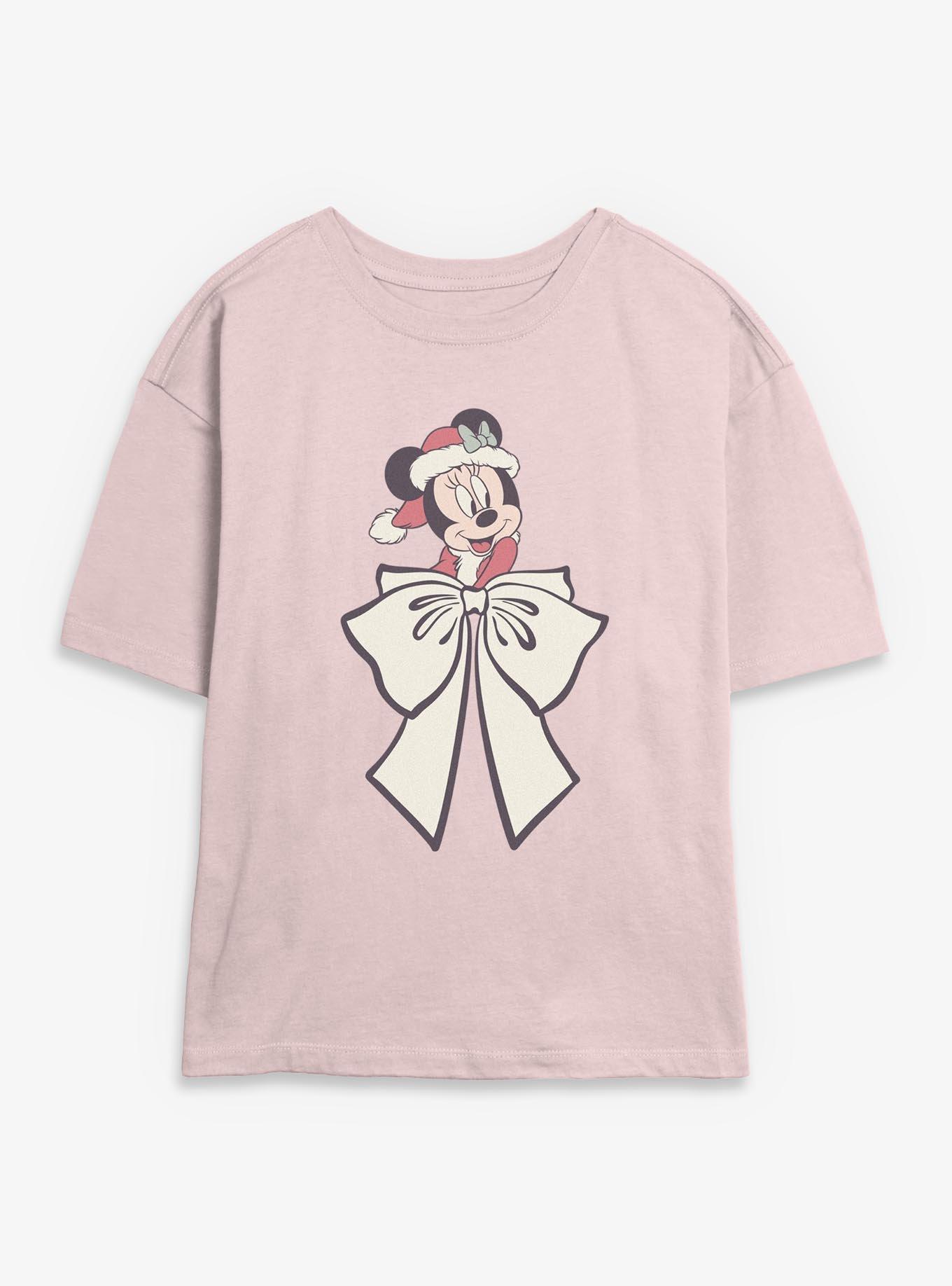 Disney Minnie Mouse Mrs Claus Bow Womens Skimmer T-Shirt, , hi-res