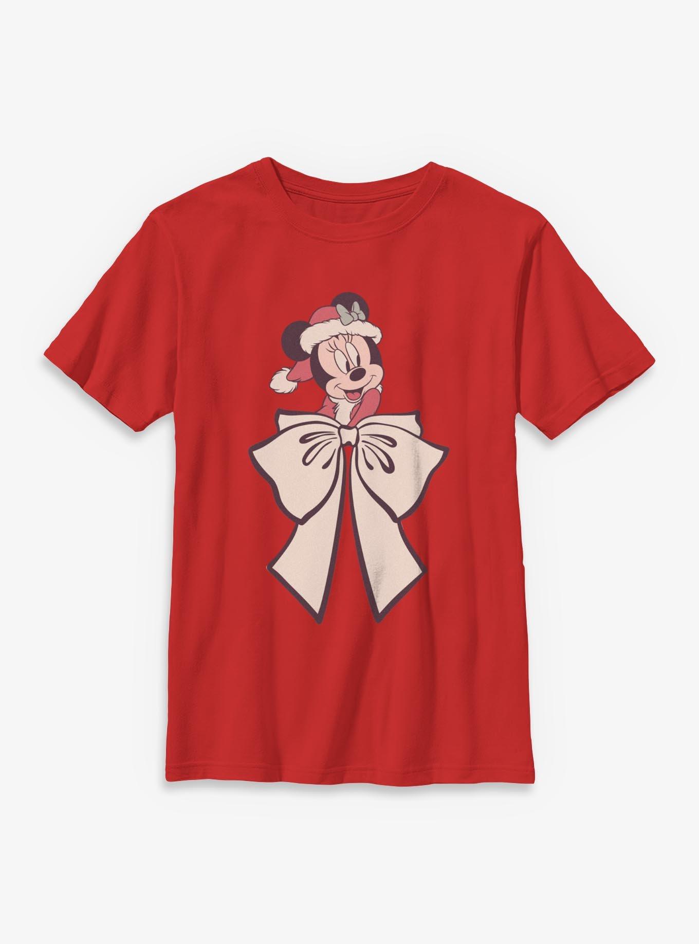 Disney Minnie Mouse Mrs Claus Bow Youth T-Shirt, , hi-res