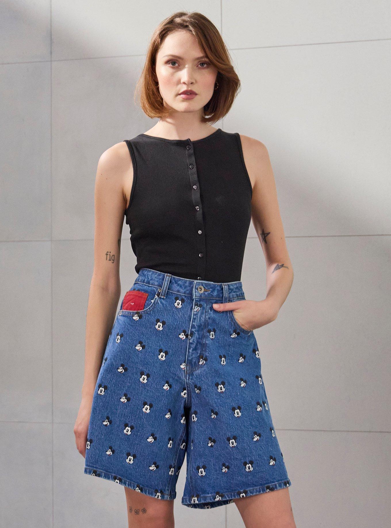 Disney Mickey Mouse Allover Print Jean Shorts, , hi-res