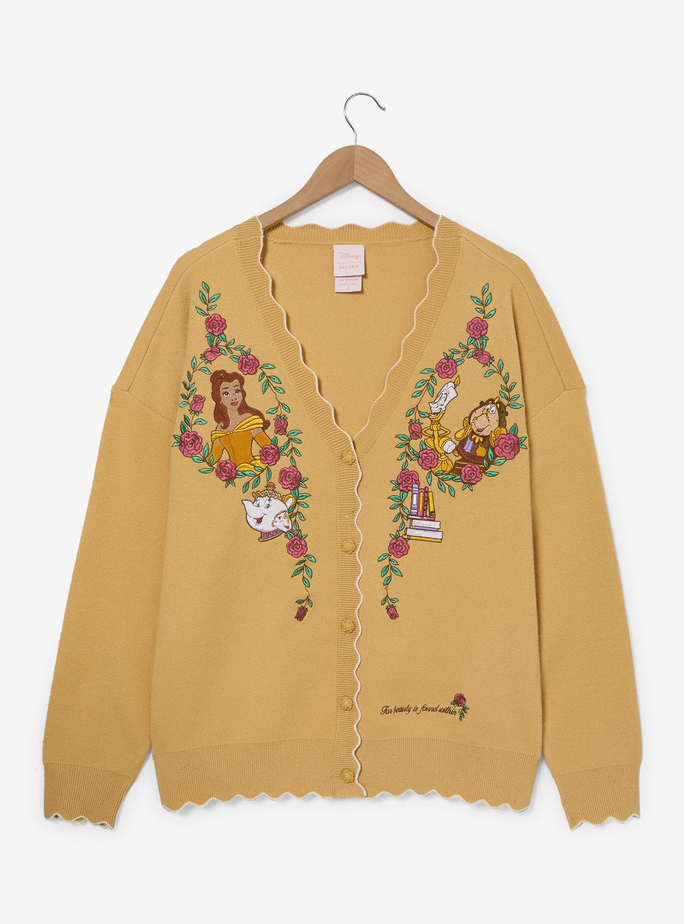 Disney Beauty and the Beast Rose Women's Plus Size Scalloped Cardigan &mdash; BoxLunch Exclusive, , hi-res