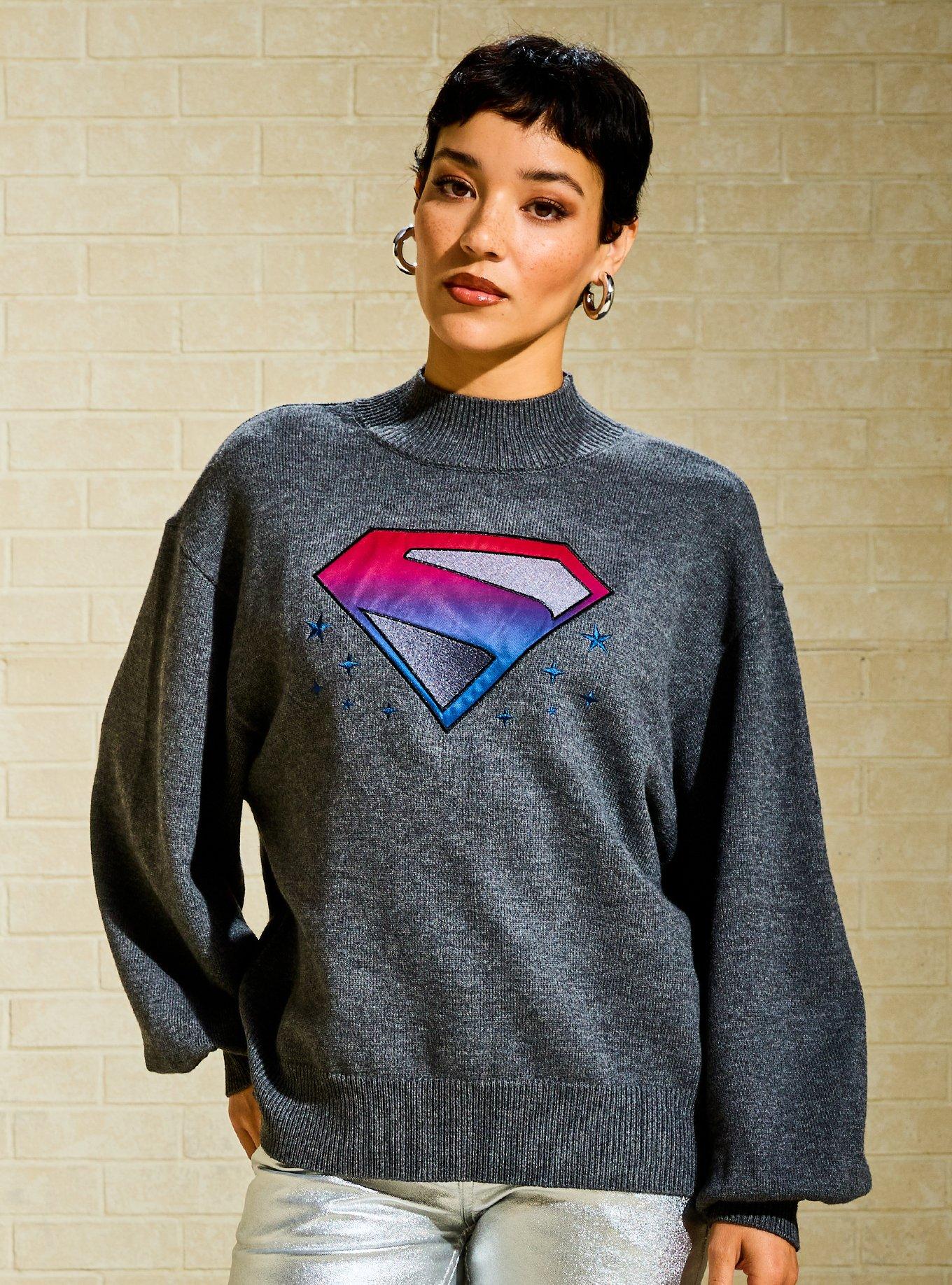 Her Universe DC Comics Supergirl Ombré Logo Bishop Sleeve Women's Plus Sweater - BoxLunch Exclusive