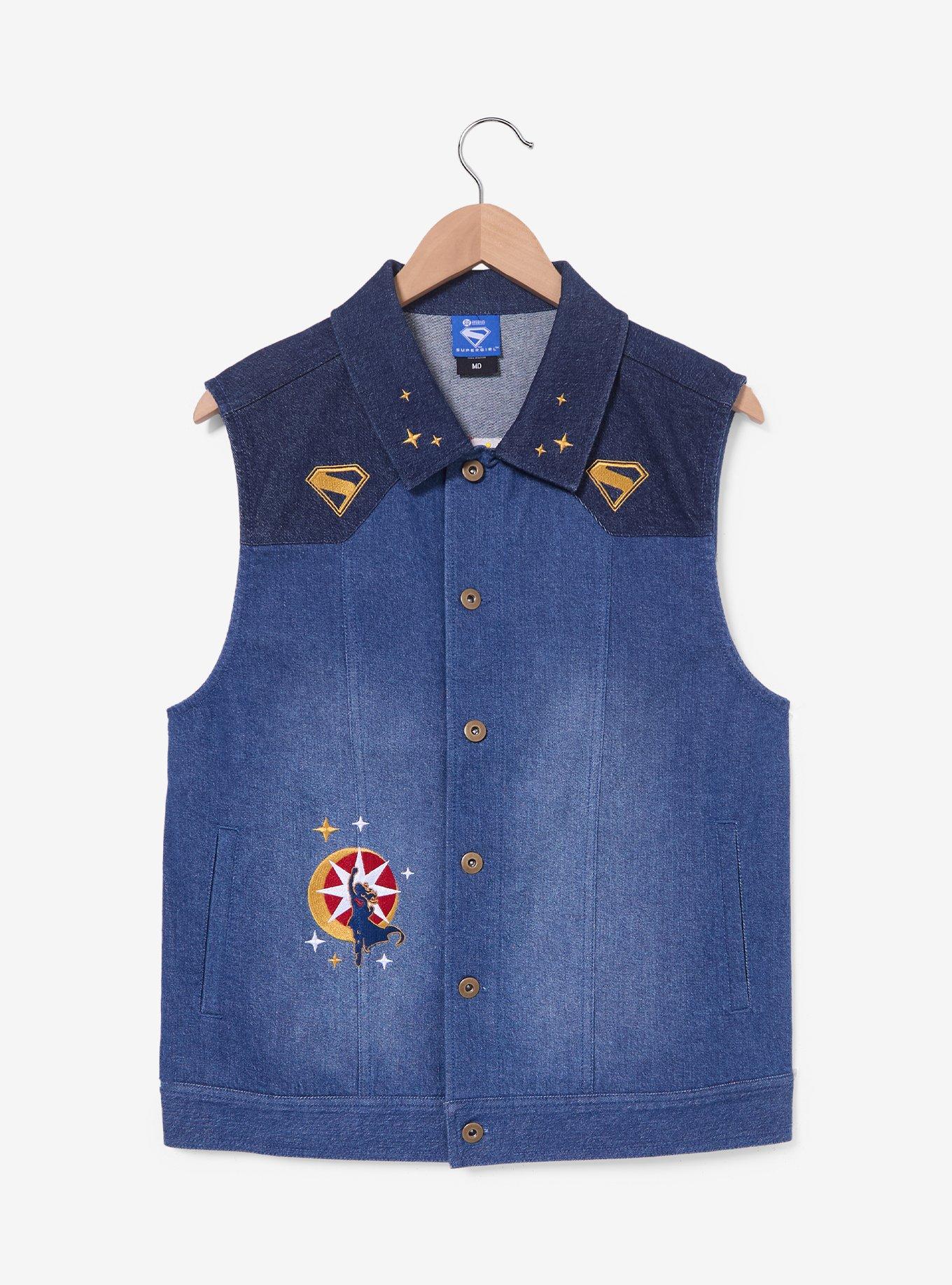 Her Universe DC Comics Supergirl Embroidered Women's Denim Vest - BoxLunch Exclusive, , hi-res