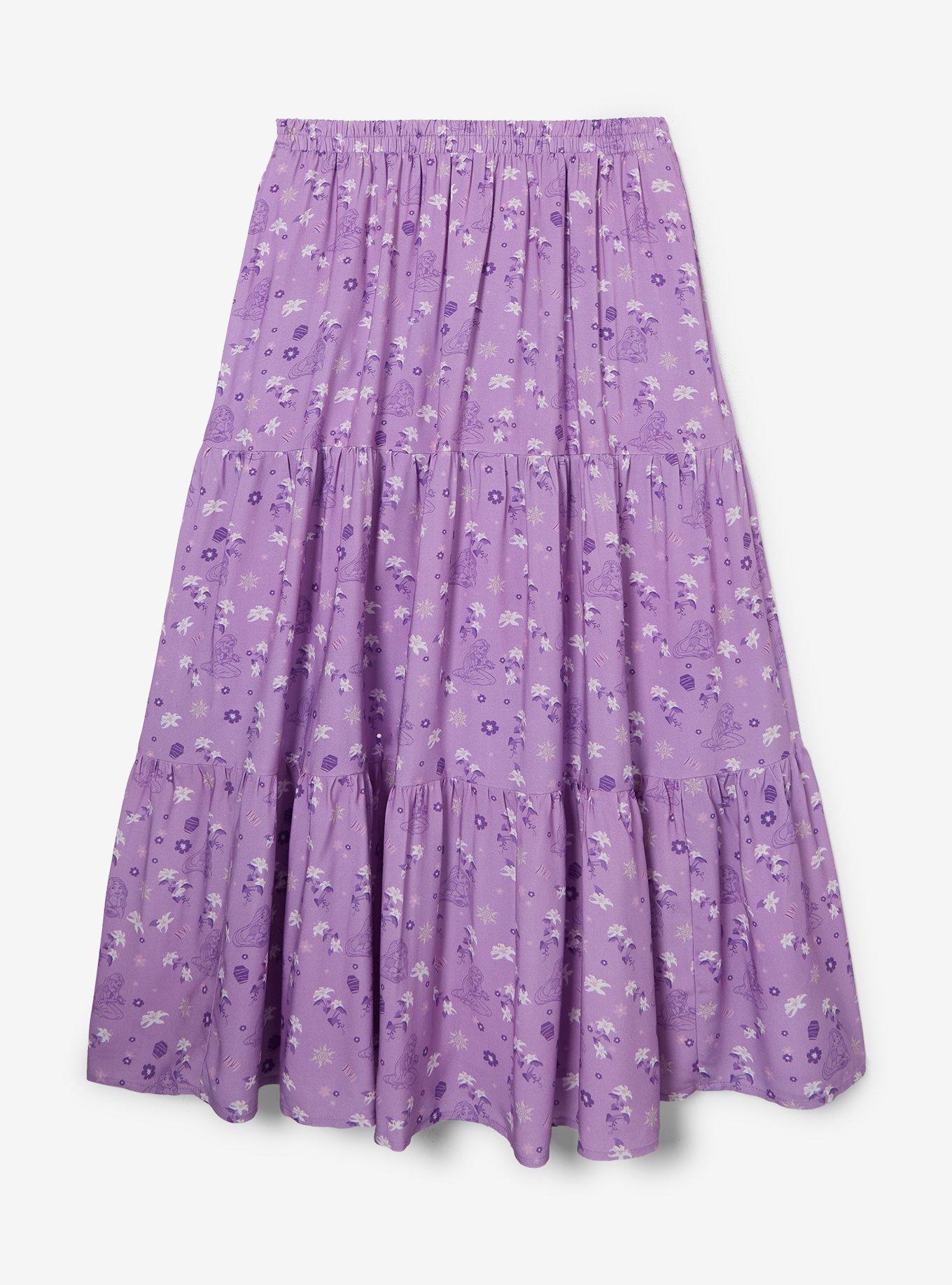 Disney Tangled Rapunzel Floral Allover Print Plus Maxi Skirt - BoxLunch Exclusive