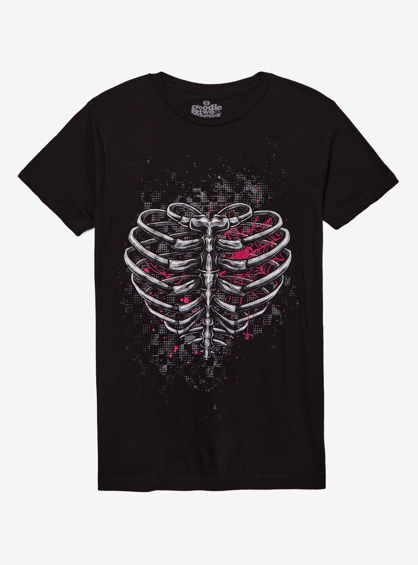 Spiderweb Heart Rib Cage T-Shirt By Goodie Two Sleeves, , hi-res