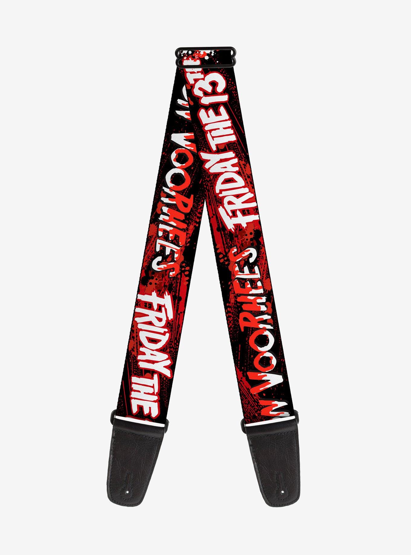 Friday The 13th Jason Voorhies Mask Text Guitar Strap, , hi-res