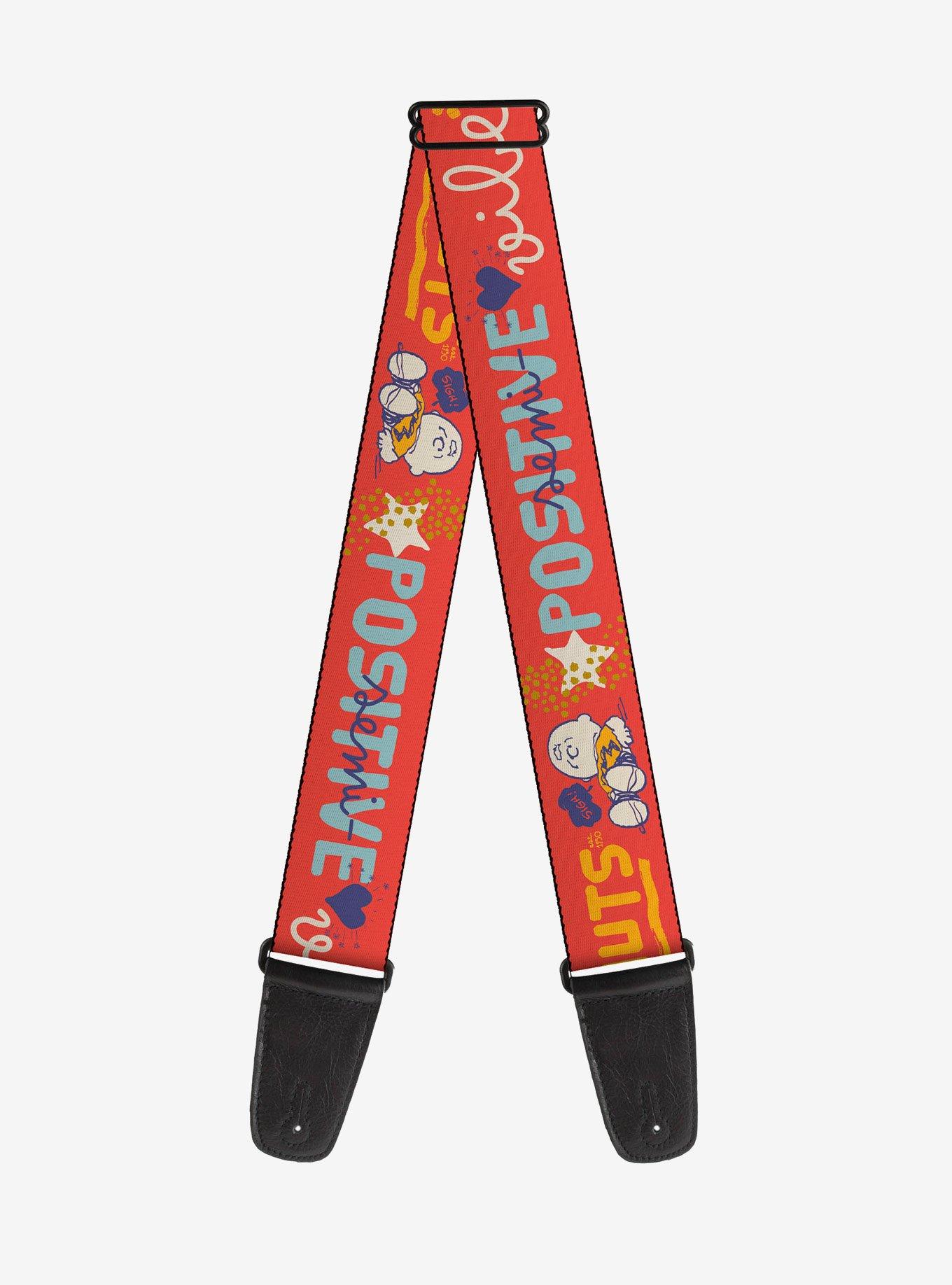 Peanuts Gang Semi Positive Vibes Quote Guitar Strap, , hi-res