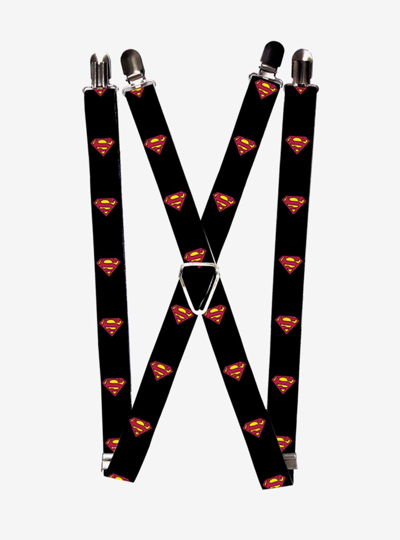 DC Comics Superman Shield Black Suspenders, , hi-res