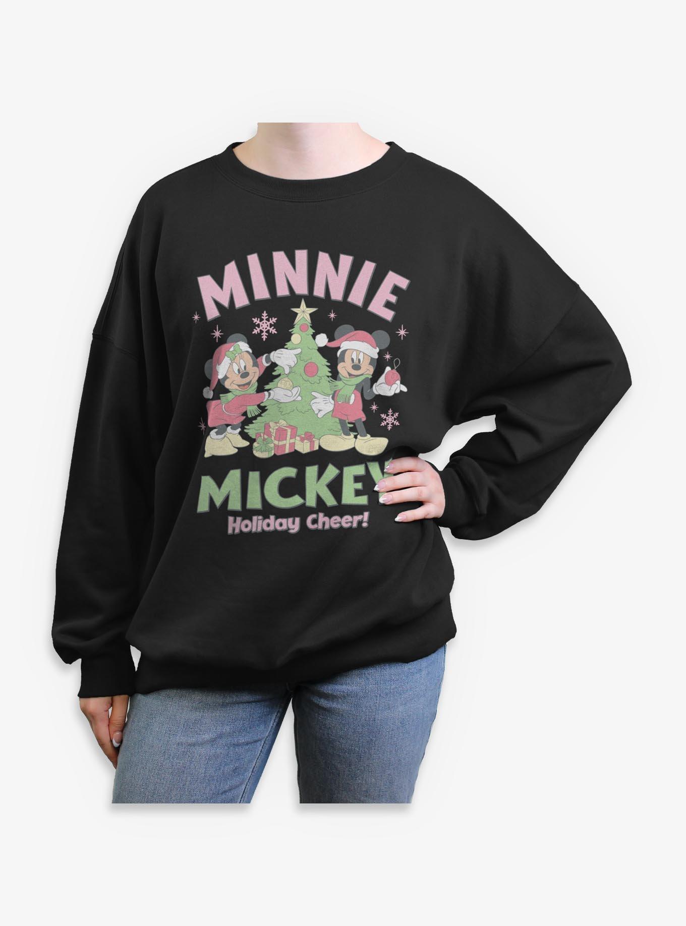 Disney Mickey Mouse & Minnie Holiday Cheer Womens Oversized Sweatshirt, , hi-res
