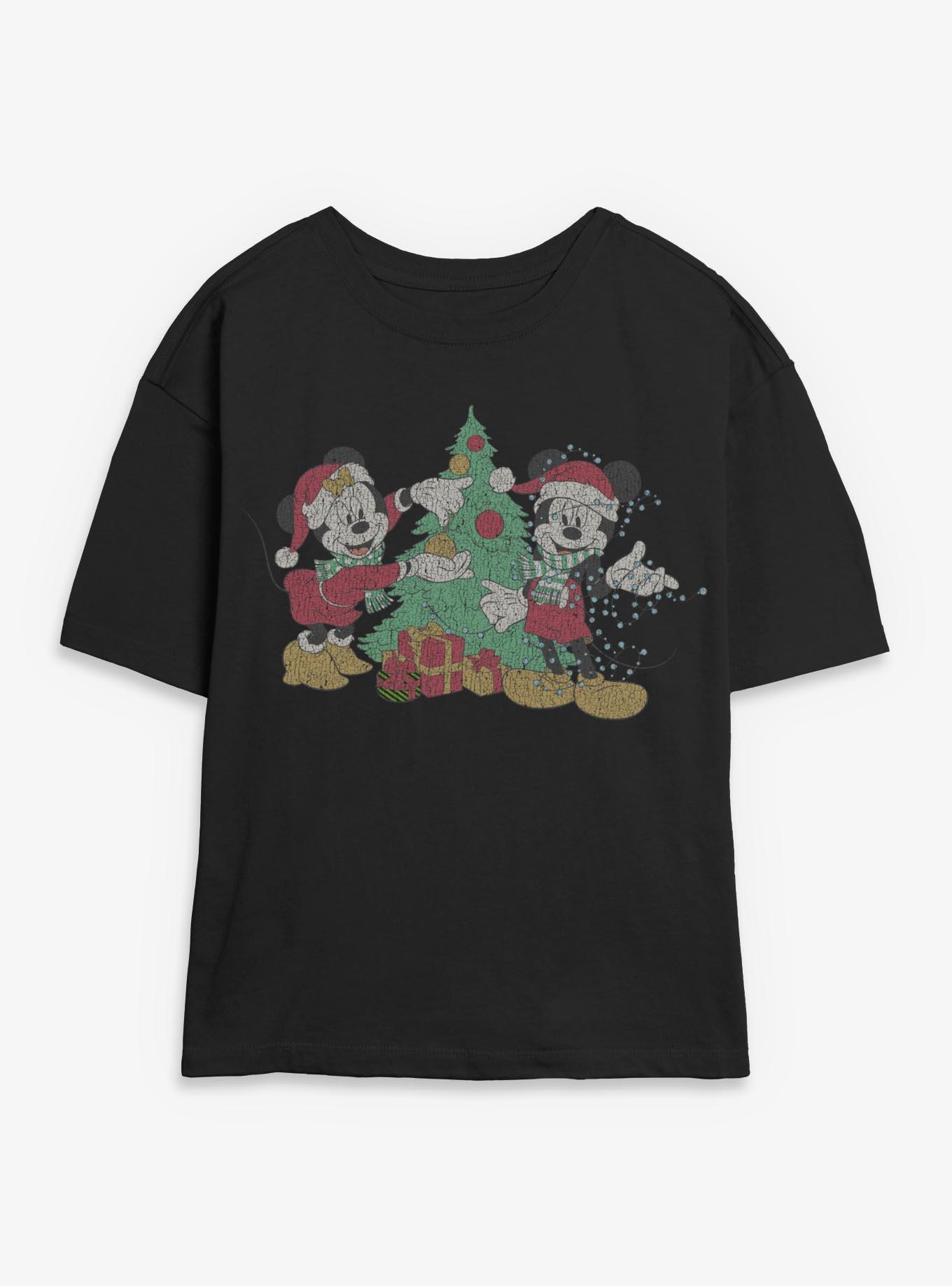 Disney Mickey Mouse & Minnie Christmas Couple Vintage Style Womens Skimmer T-Shirt, , hi-res