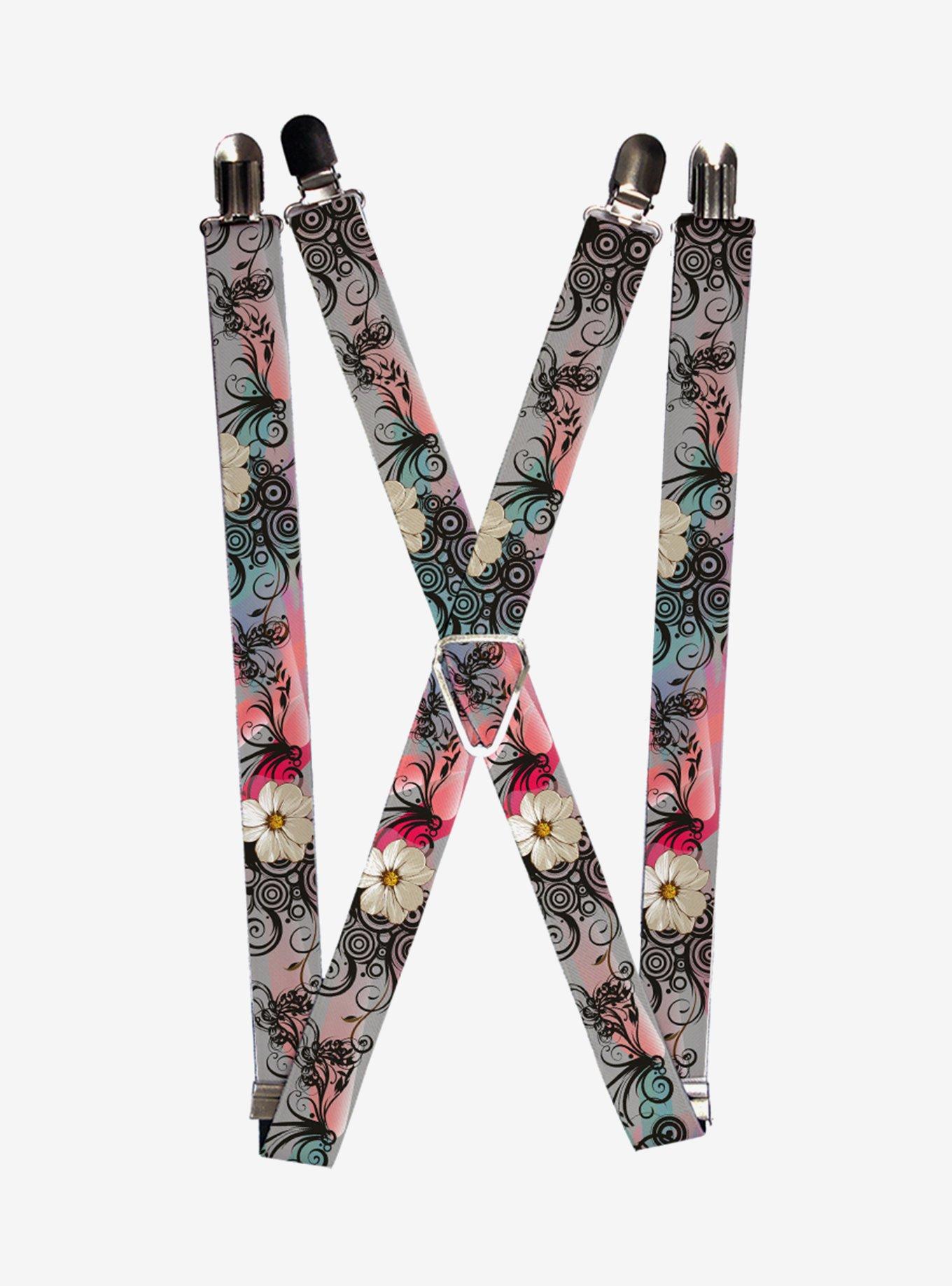 Flowers Filigree Pink Suspenders, , hi-res