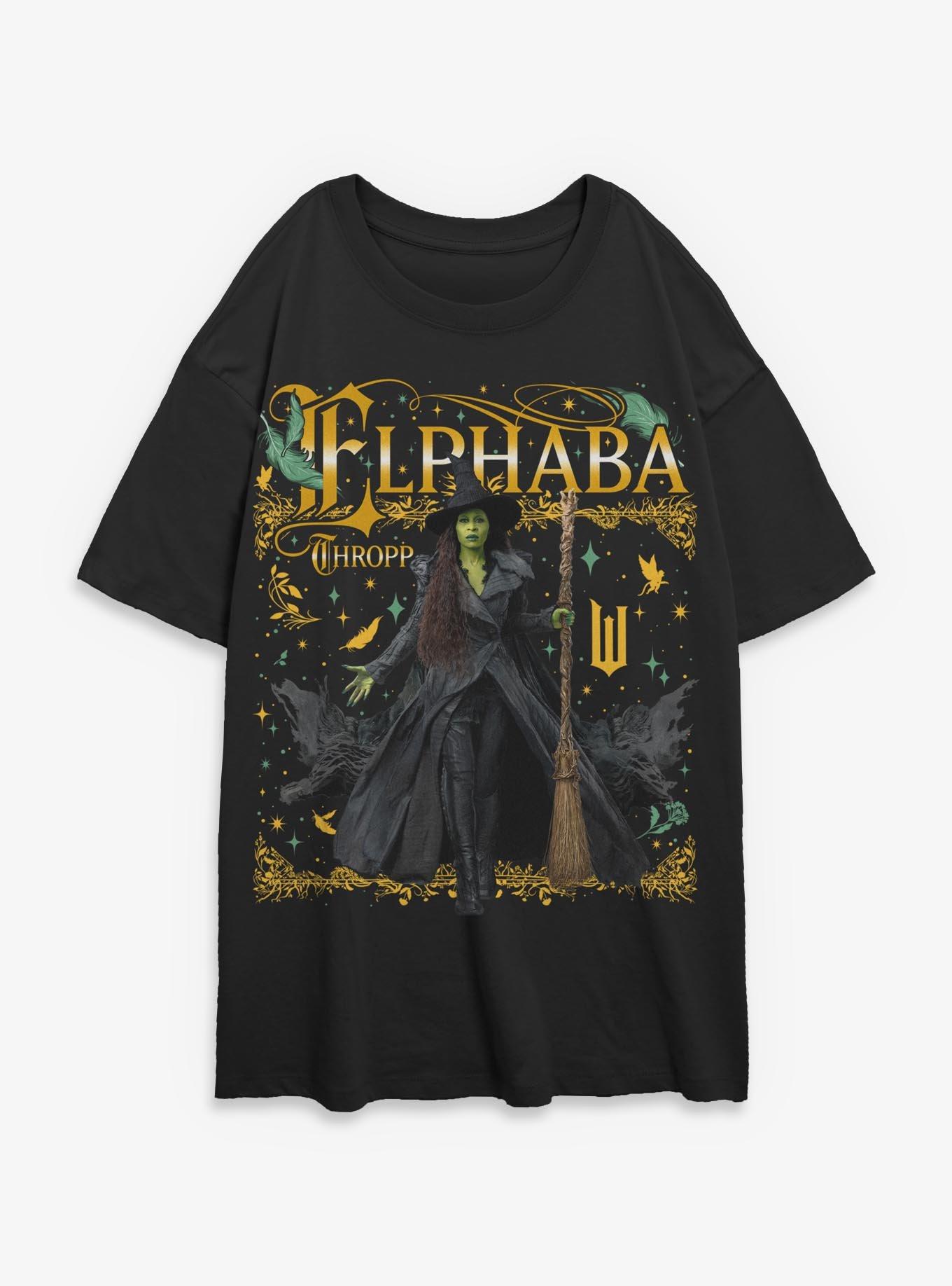 Wicked: For Good Elphaba Thropp Ornate Portrait Womens Oversized T-Shirt BoxLunch Exclusive, , hi-res