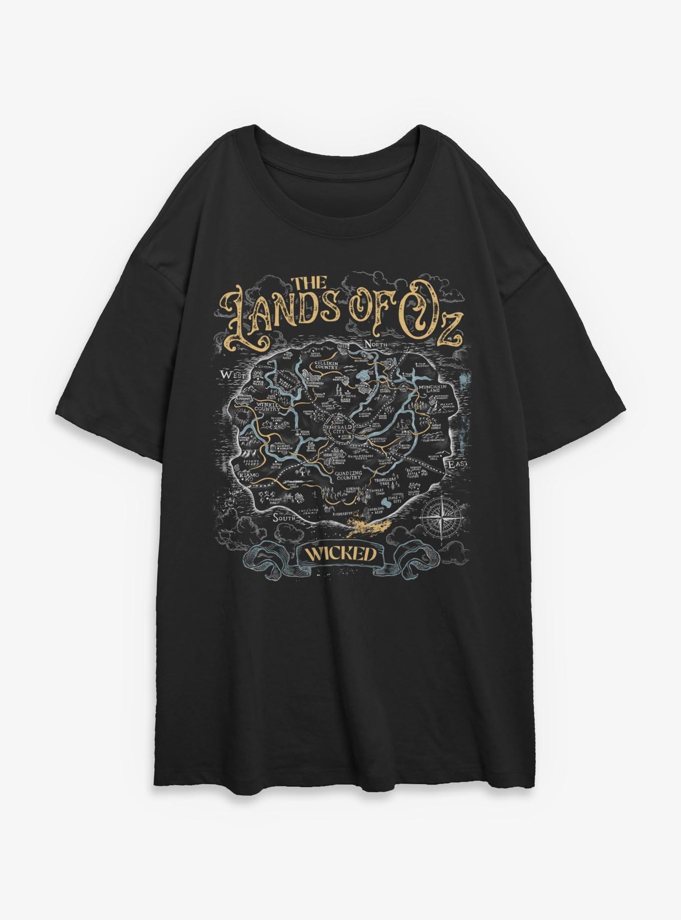 Wicked: For Good The Lands Of Oz Map Womens Oversized T-Shirt BoxLunch Exclusive, , hi-res