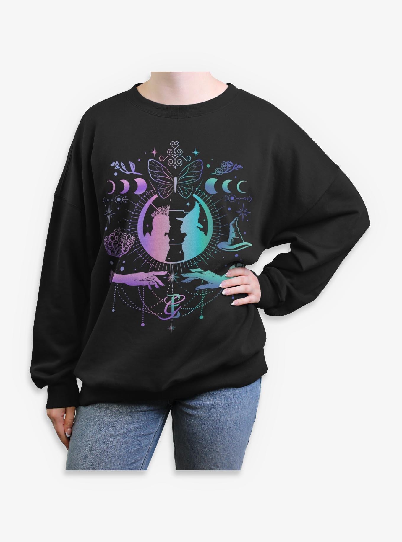Wicked: For Good Glinda & Elphaba Moon & Stars Girls Oversized Sweatshirt Hot Topic Exclusive, , hi-res