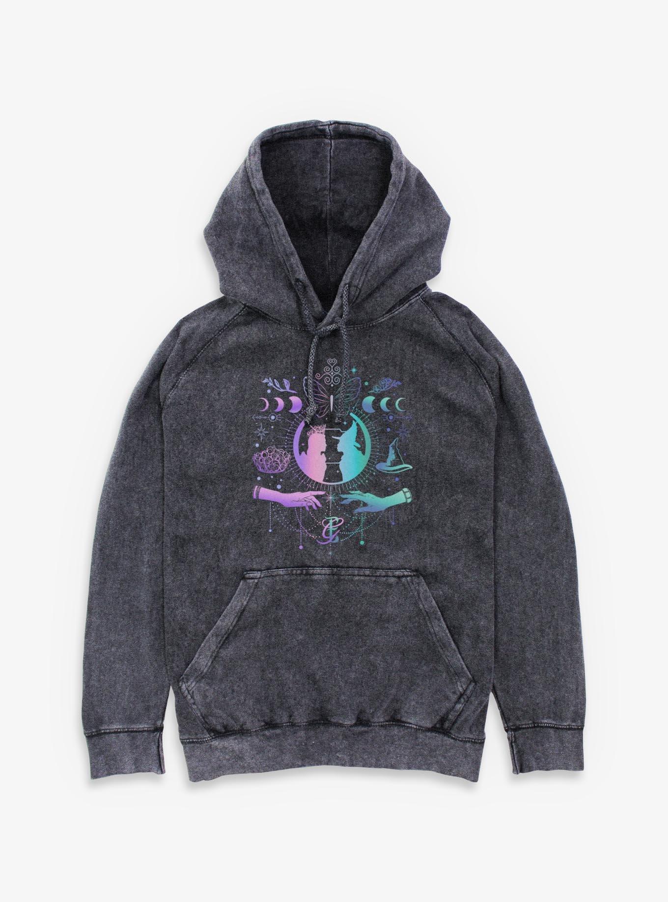 NULL Wicked: For Good Glinda & Elphaba Moon & Stars Mineral Wash Hoodie Hot Topic Exclusive