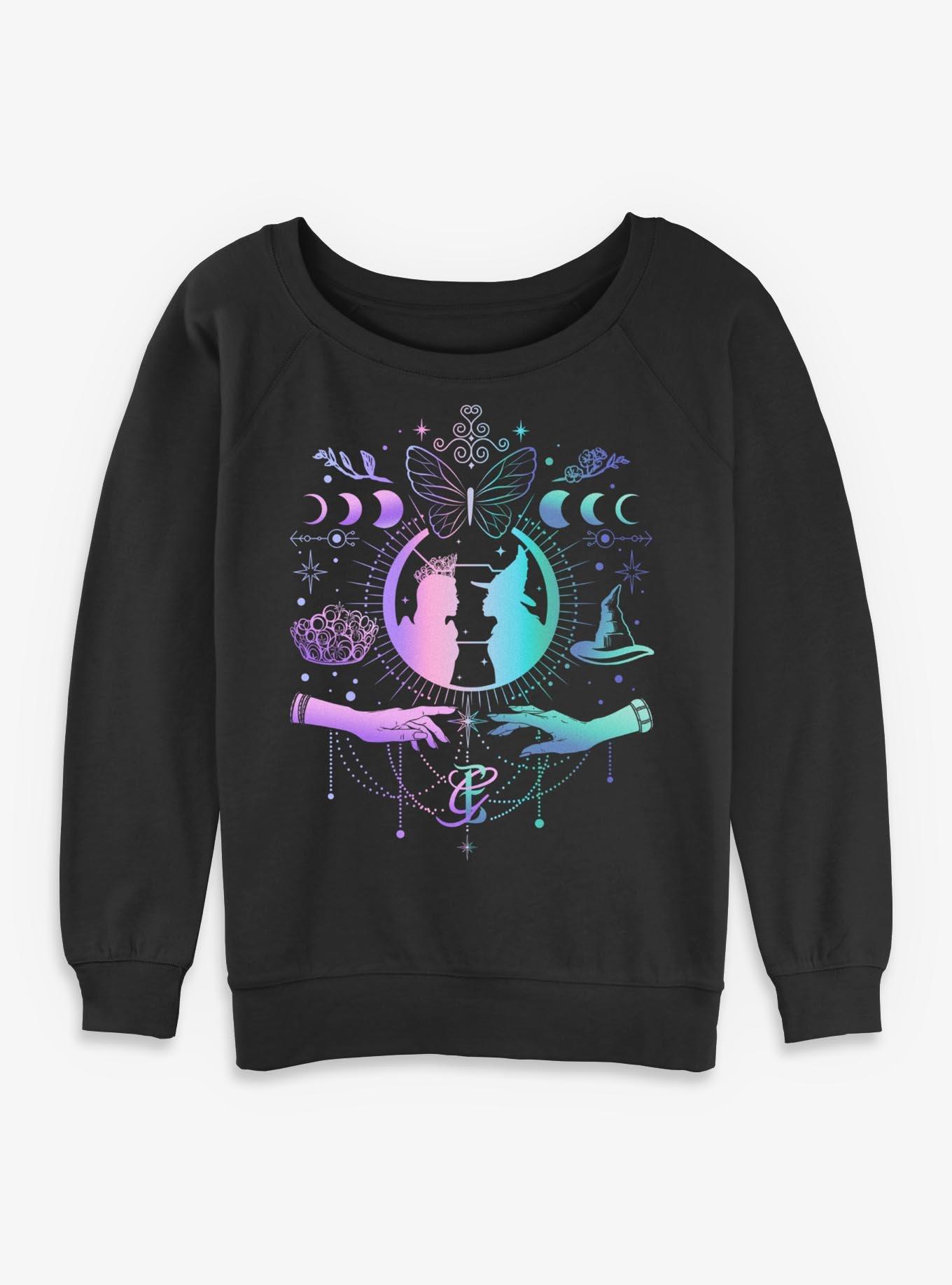 Wicked: For Good Glinda & Elphaba Moon & Stars Girls Slouchy Sweatshirt Hot Topic Exclusive, , hi-res