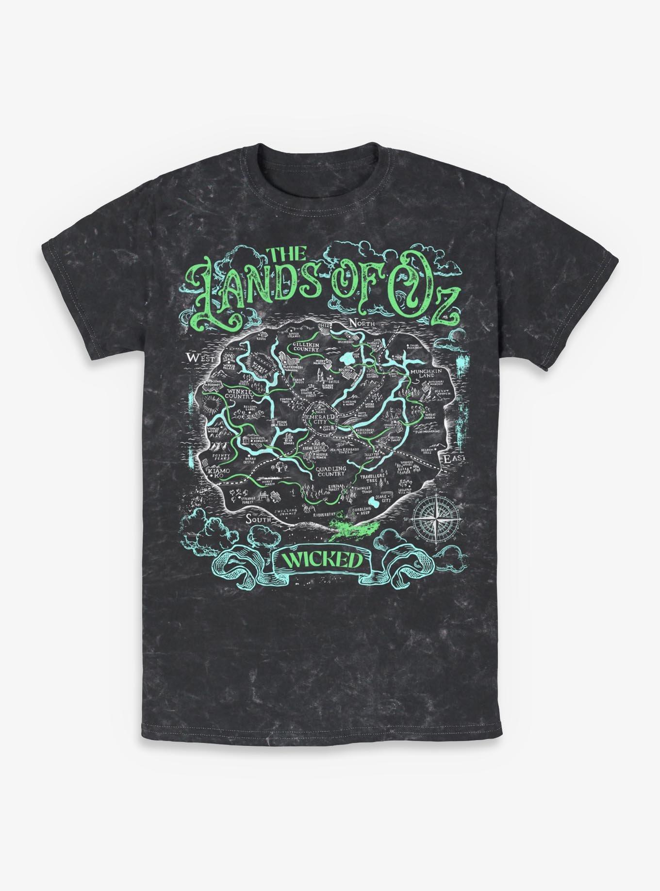 NULL Wicked: For Good The Lands Of Oz Map Mineral Wash T-Shirt Hot Topic Exclusive