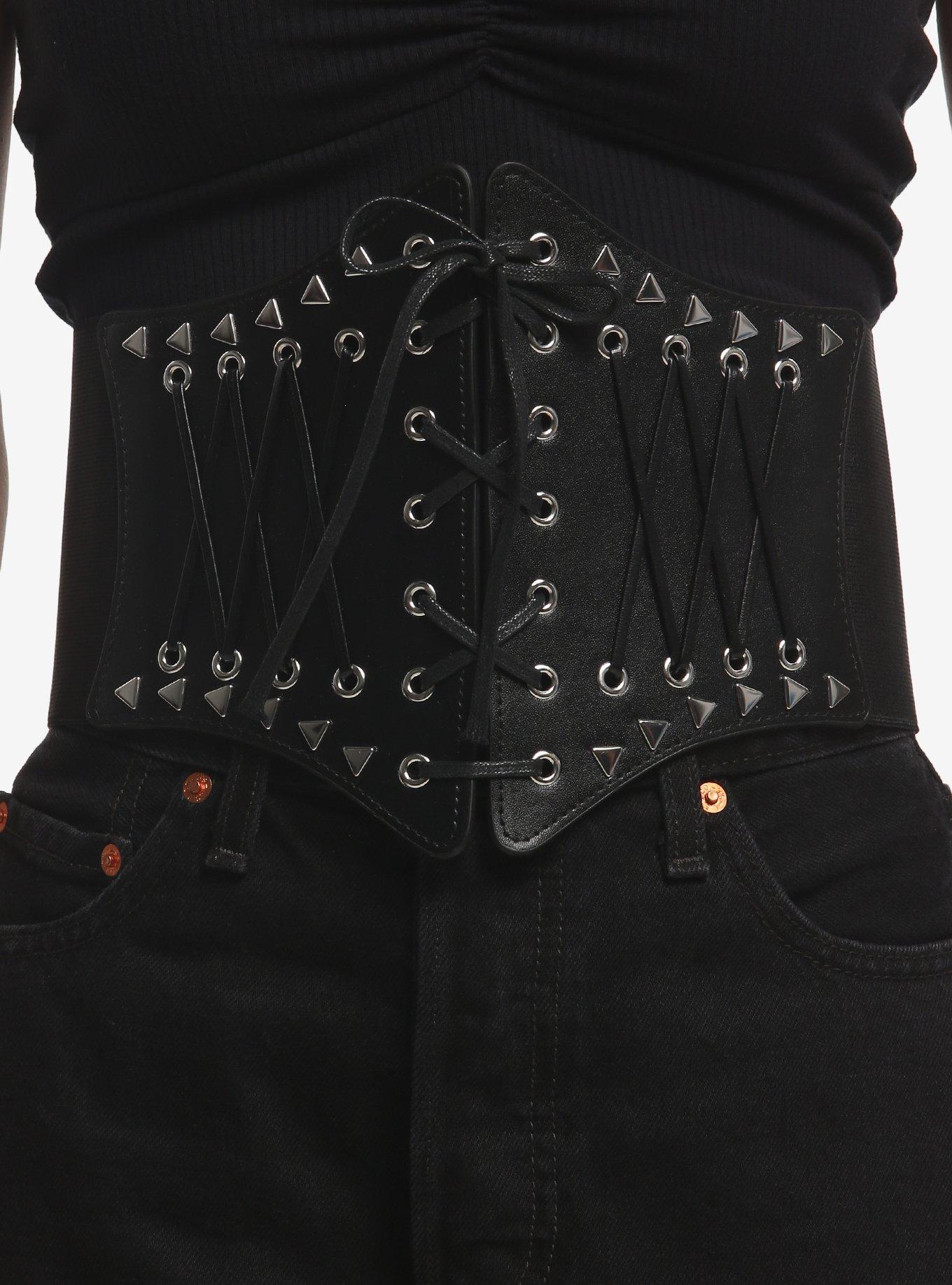 Pyramid Stud Lace-Up Grommet Corset