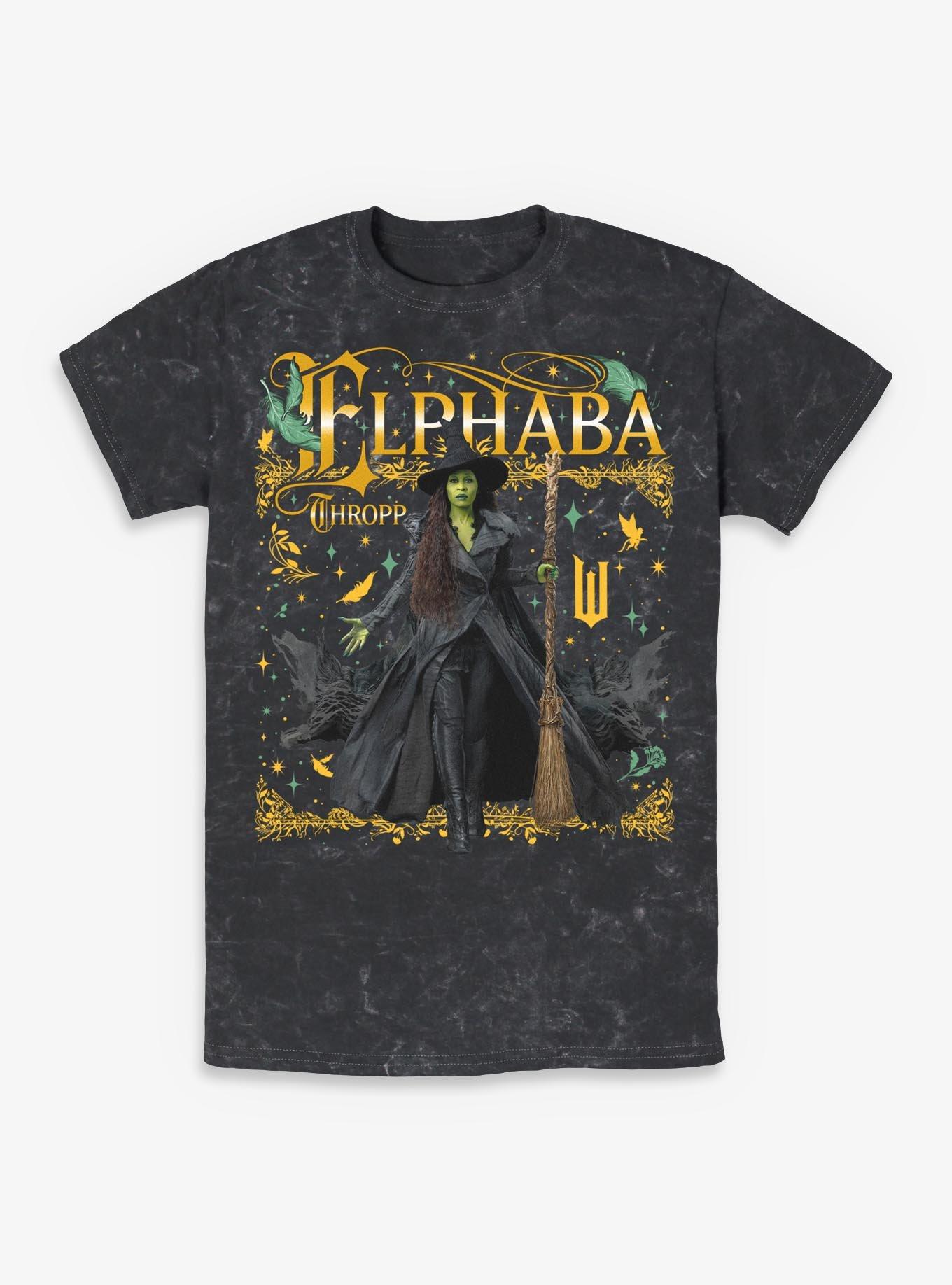 Wicked: For Good Elphaba Thropp Ornate Portrait Mineral Wash T-Shirt BoxLunch Exclusive, , hi-res