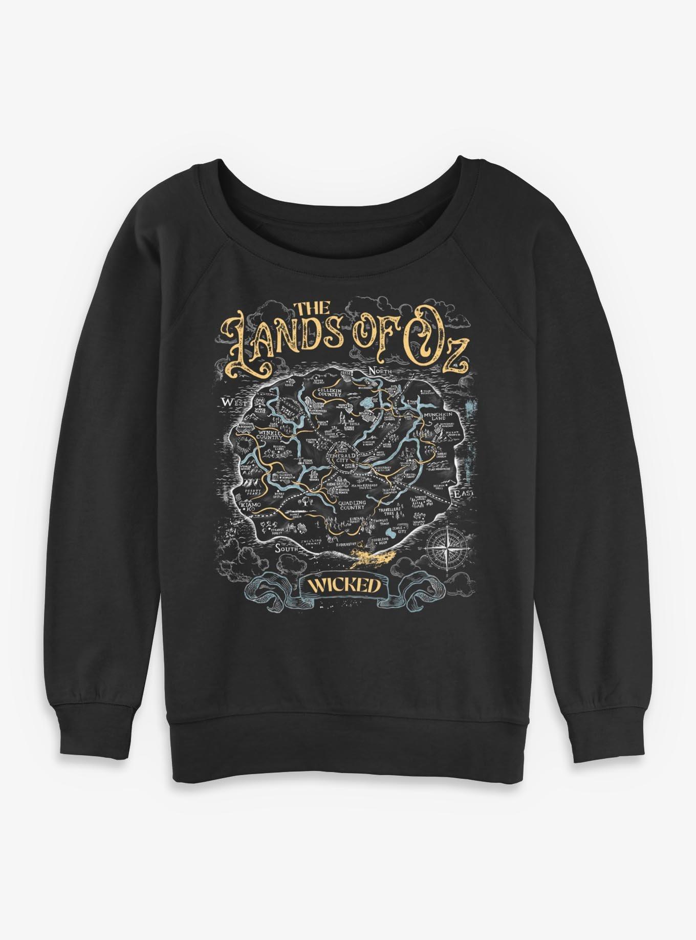Wicked: For Good The Lands Of Oz Map Womens Slouchy Sweatshirt BoxLunch Exclusive, , hi-res