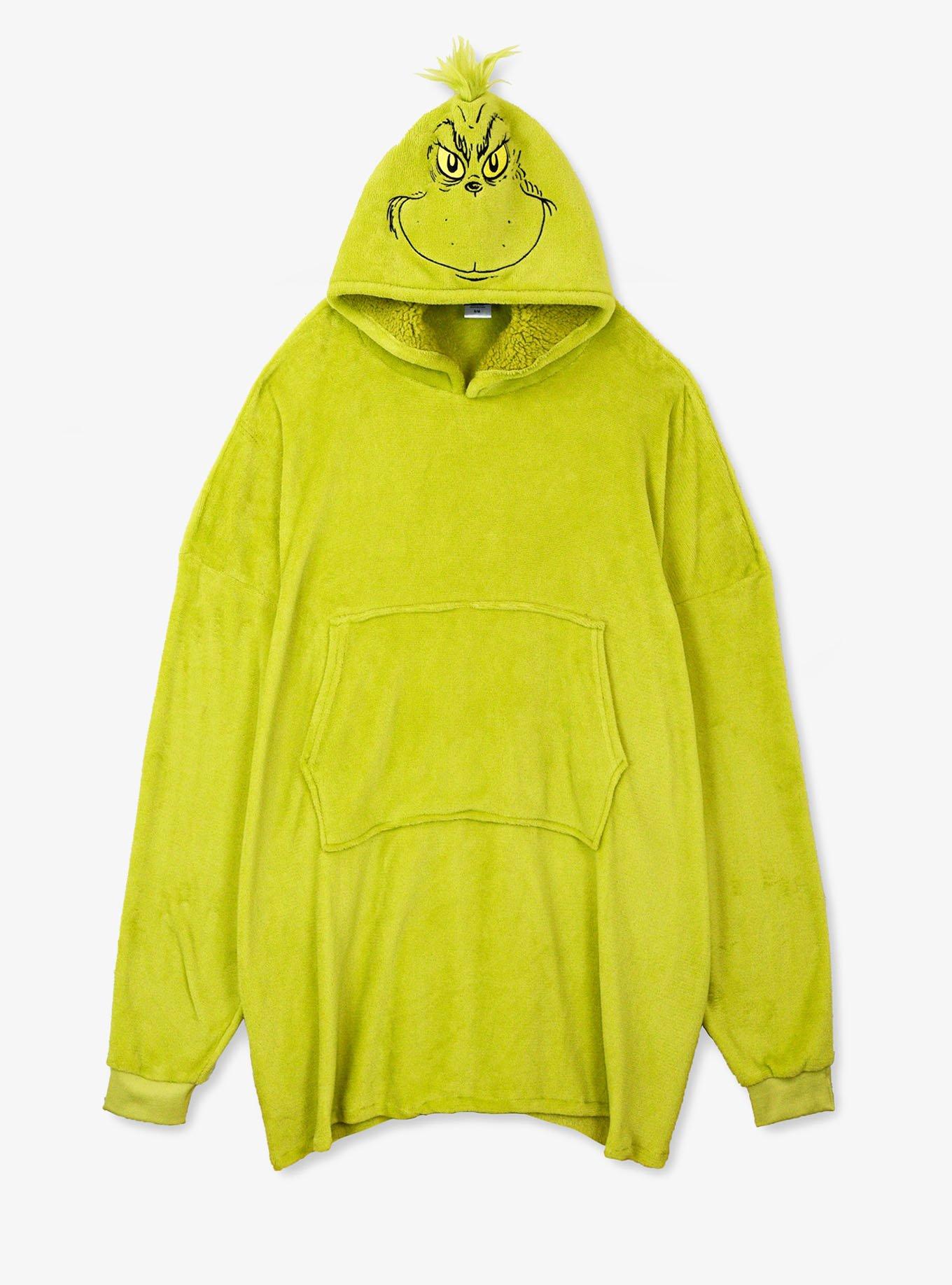 Dr. Seuss How The Grinch Stole Christmas Grinch Face Oversized Pullover Hoodie