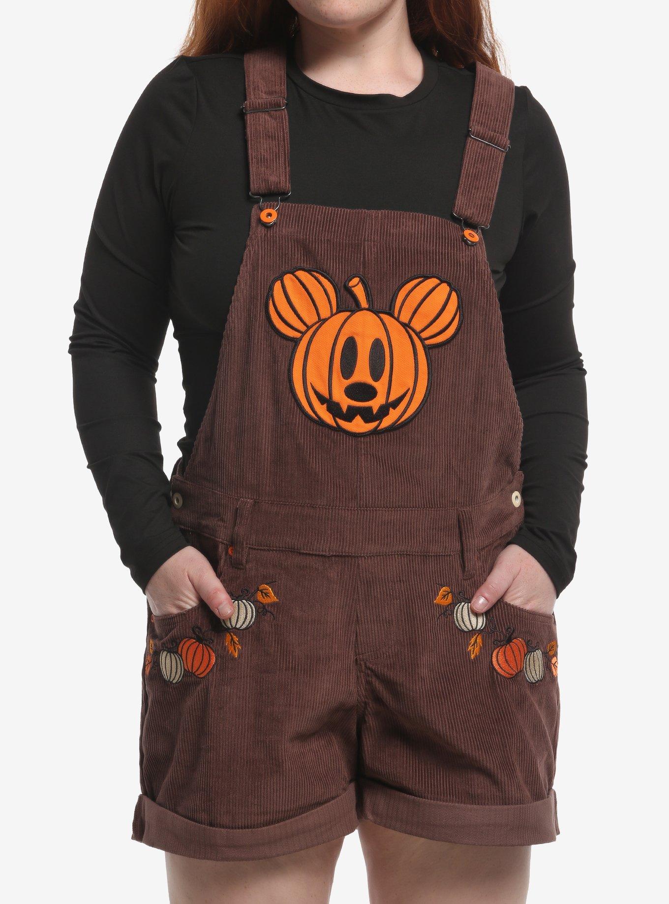 Her Universe Disney Halloween Pumpkin Mickey Mouse Shortalls Plus
