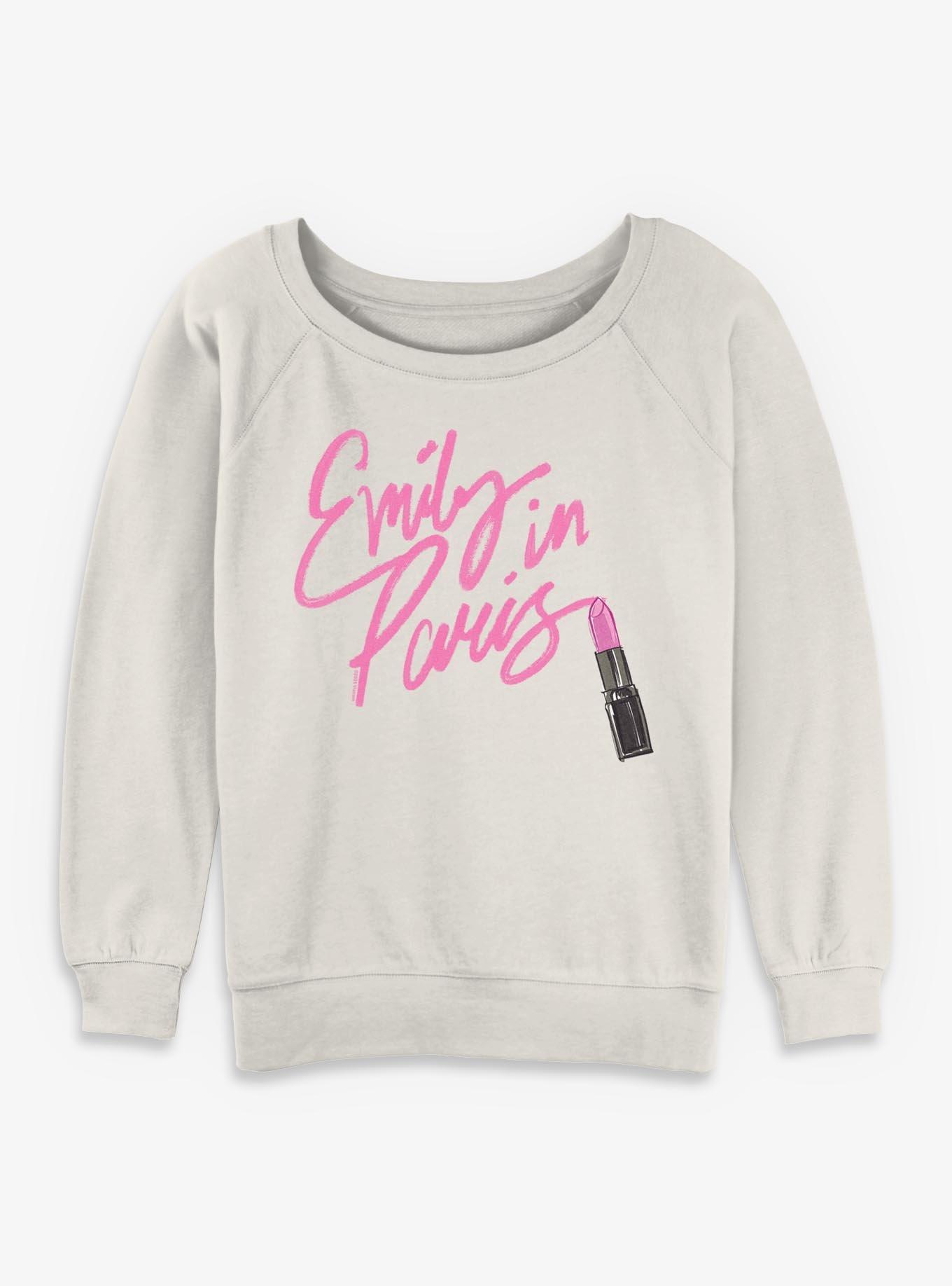 Emily In Paris Lipstick Logo Girls Slouchy Sweatshirt, EGRET, hi-res view 1