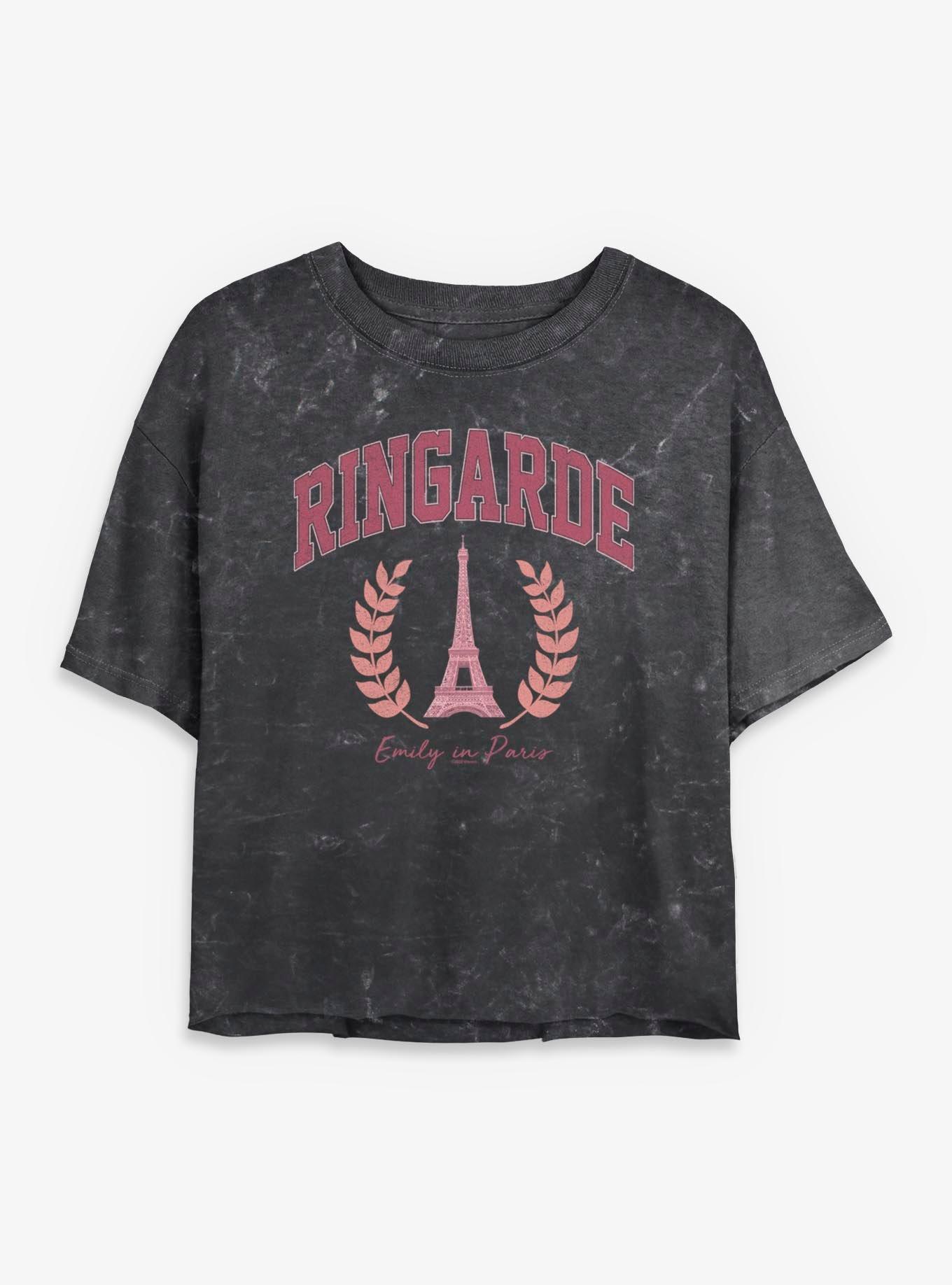 Emily In Paris Ringarde Collegiate Girls Mineral Wash Crop T-Shirt, , hi-res