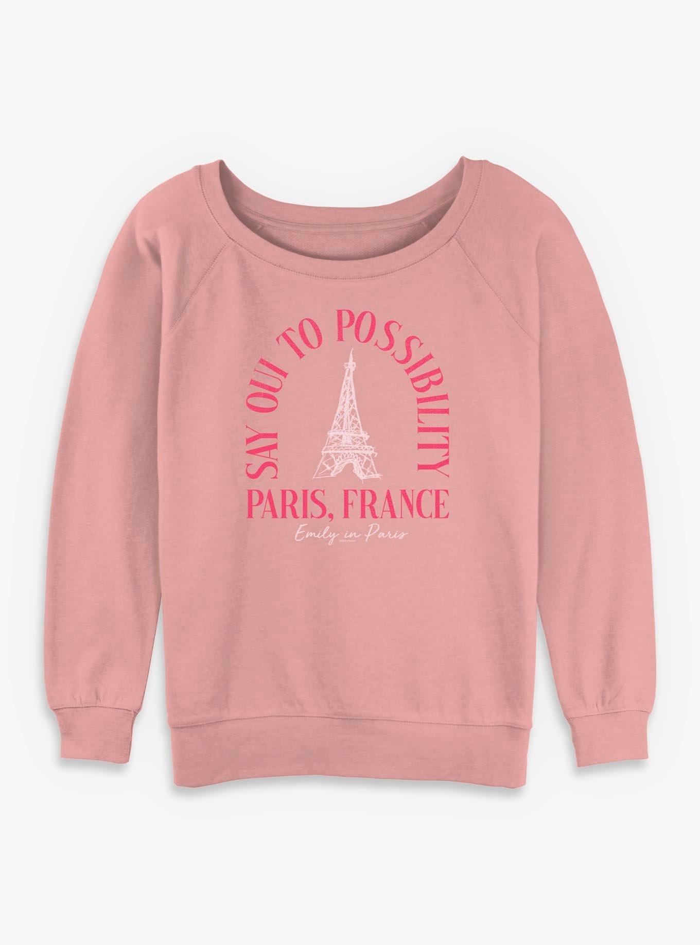 Emily In Paris Say Oui to Possibility Eiffel Tower France Girls Slouchy Sweatshirt, , hi-res