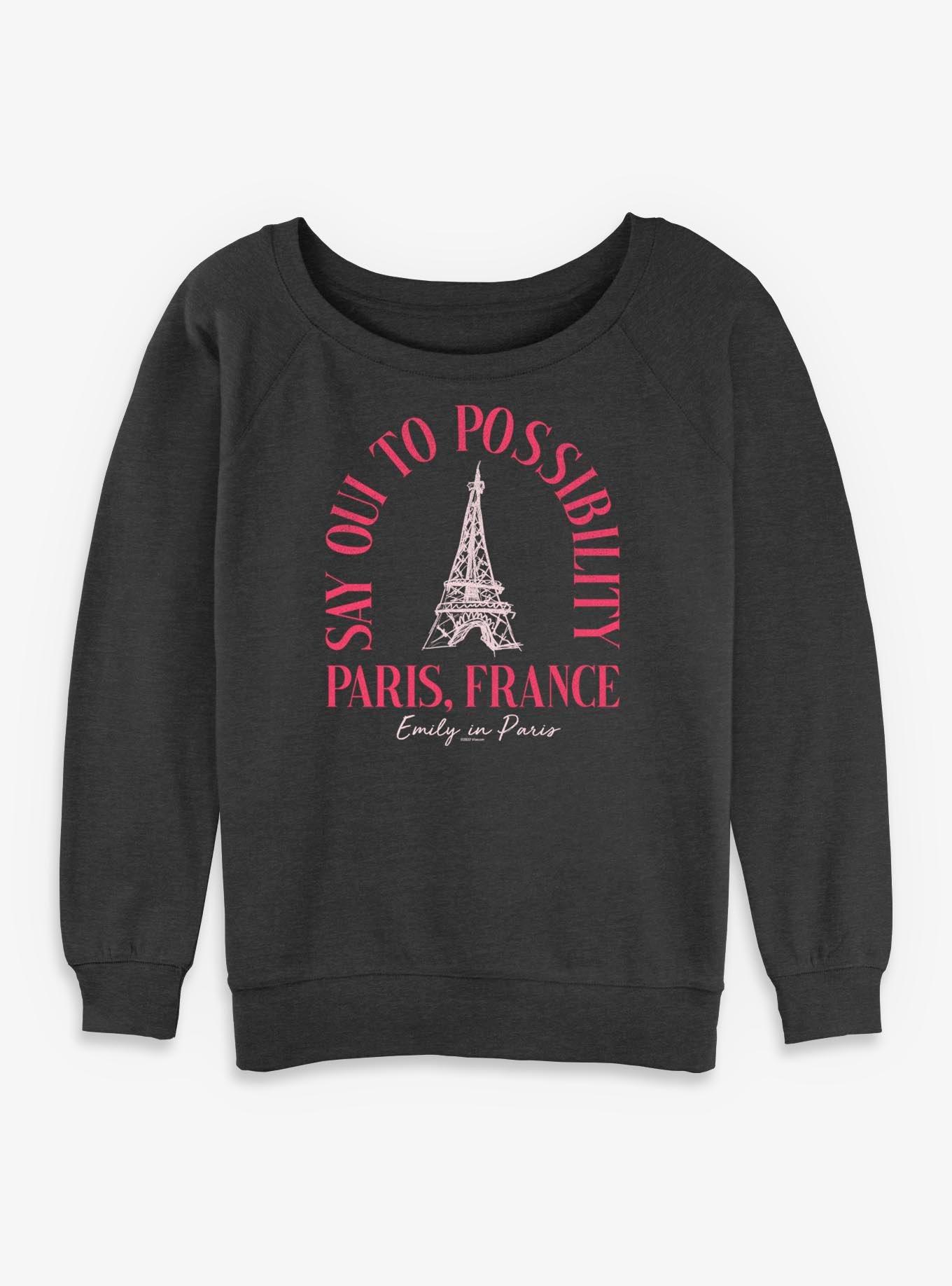 Emily In Paris Say Oui to Possibility Eiffel Tower France Girls Slouchy Sweatshirt, , hi-res