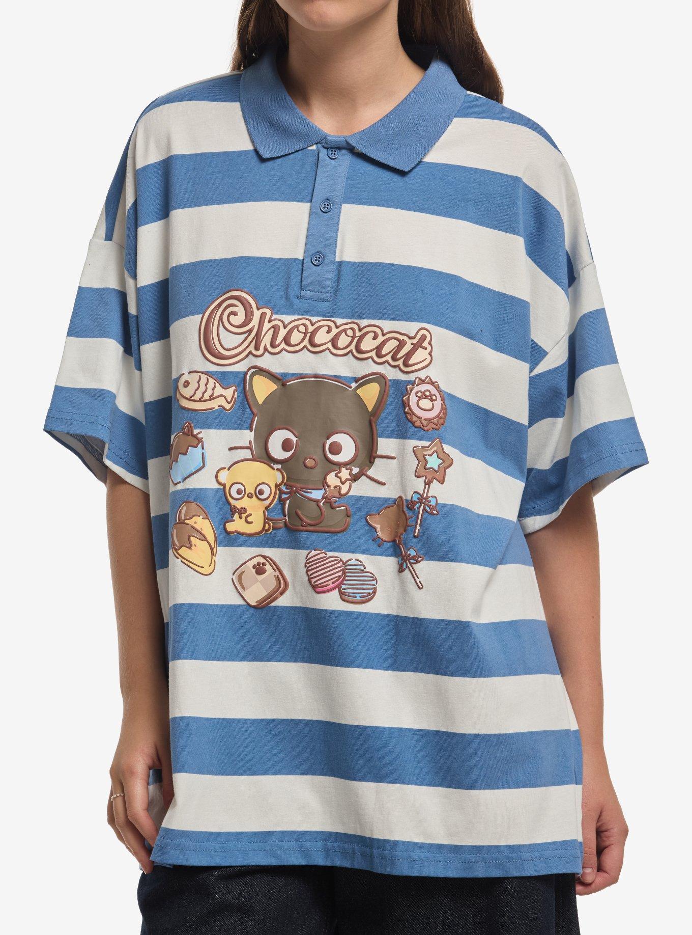Chococat Sweets Stripe Girls Oversized Polo Shirt, , hi-res