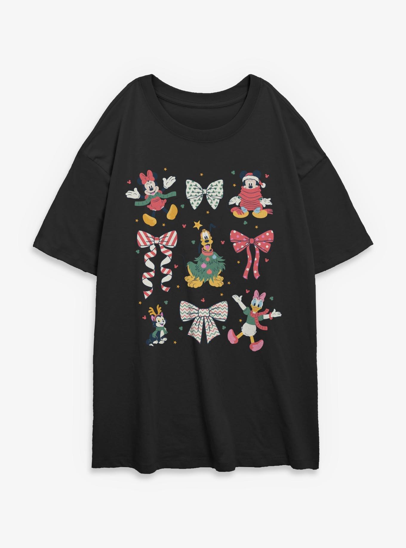 Disney Mickey Mouse Disney Christmas Bows Girls Oversized T-Shirt