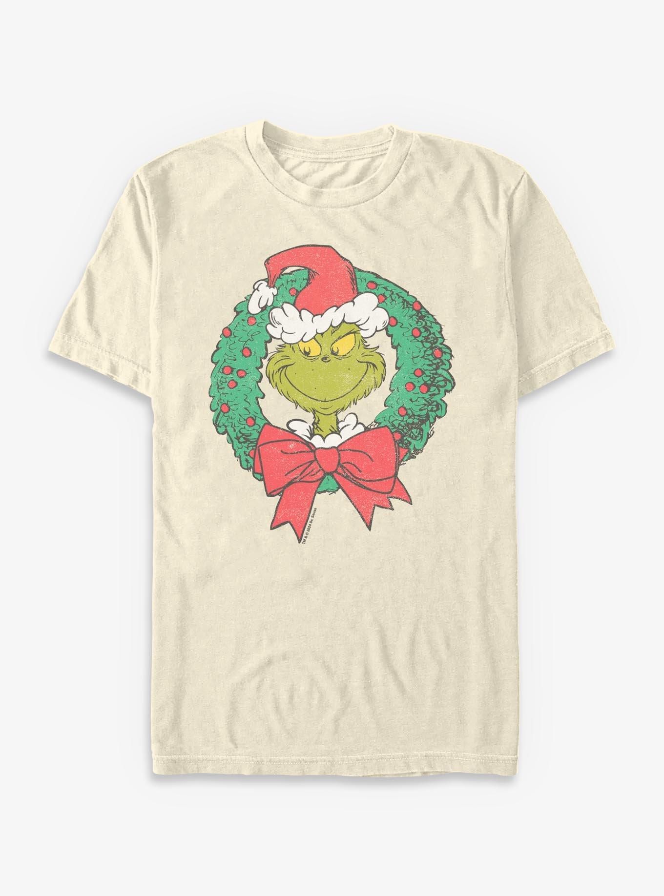 Dr. Seuss How The Grinch Stole Christmas Grinch Wreath T-Shirt, , hi-res