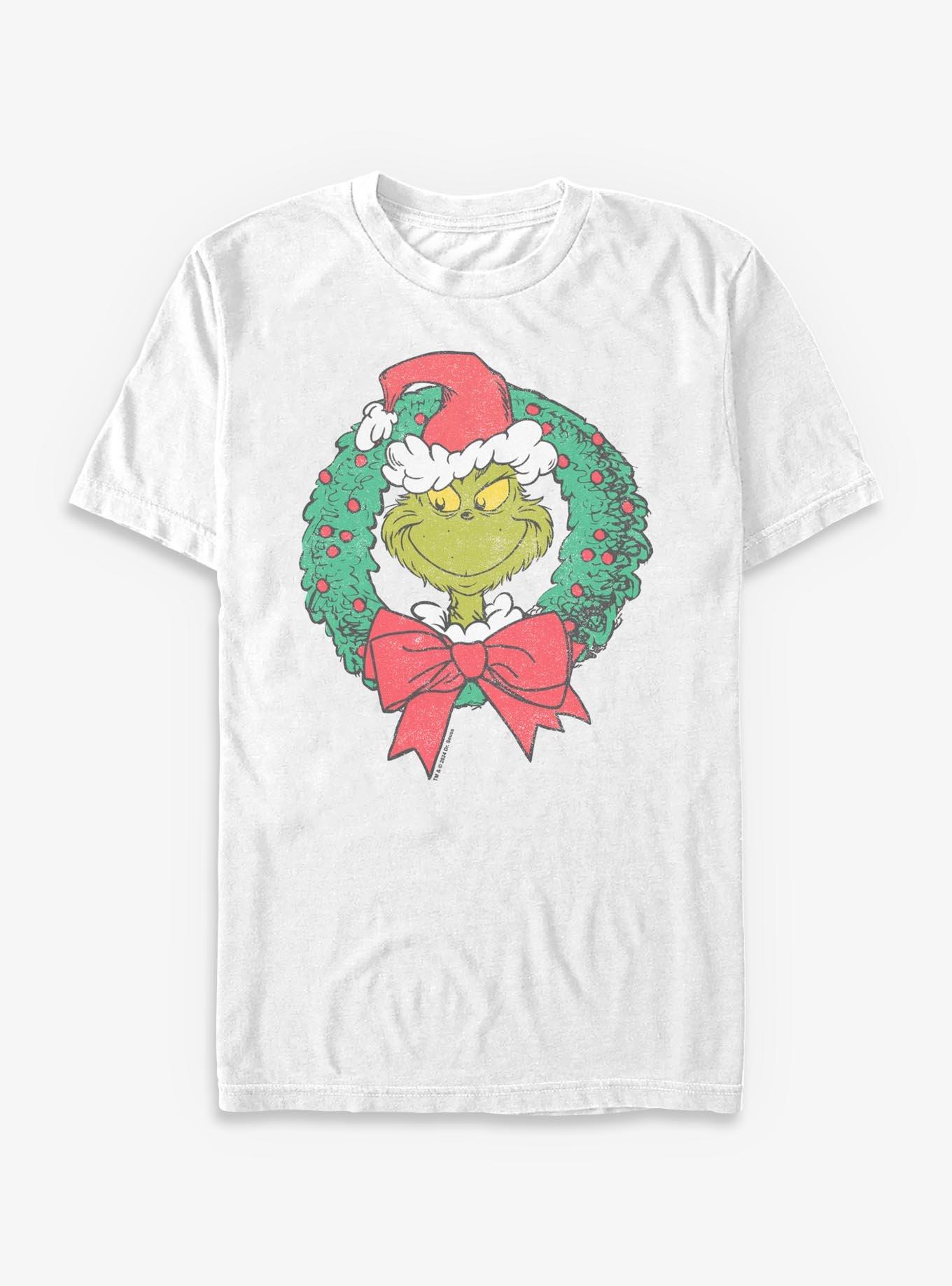 Dr. Seuss How The Grinch Stole Christmas Grinch Wreath T-Shirt, , hi-res