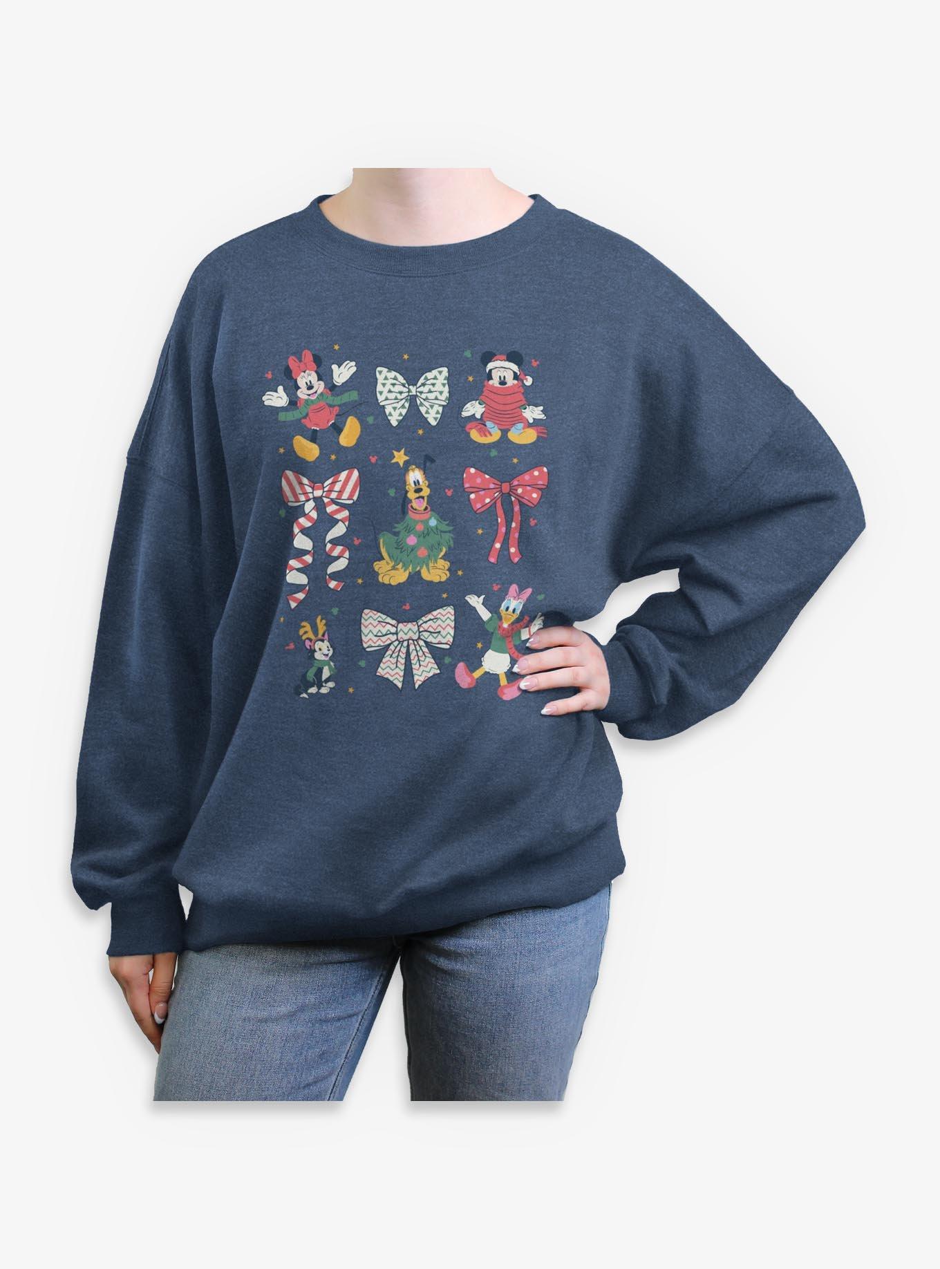 Disney Mickey Mouse Disney Christmas Bows Girls Oversized Sweatshirt