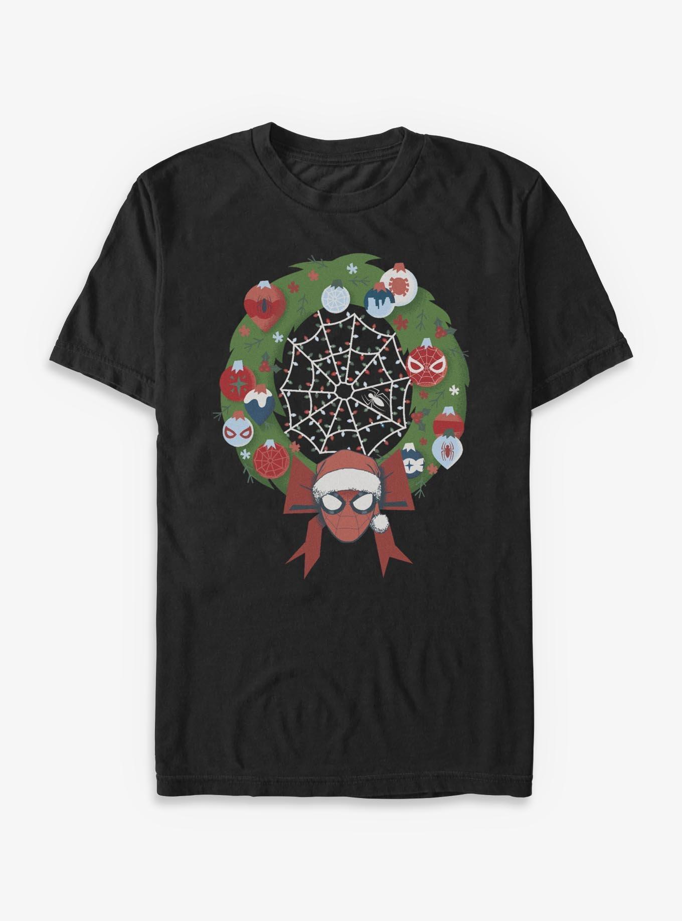Marvel Spiderman Christmas Wreath T-Shirt, , hi-res