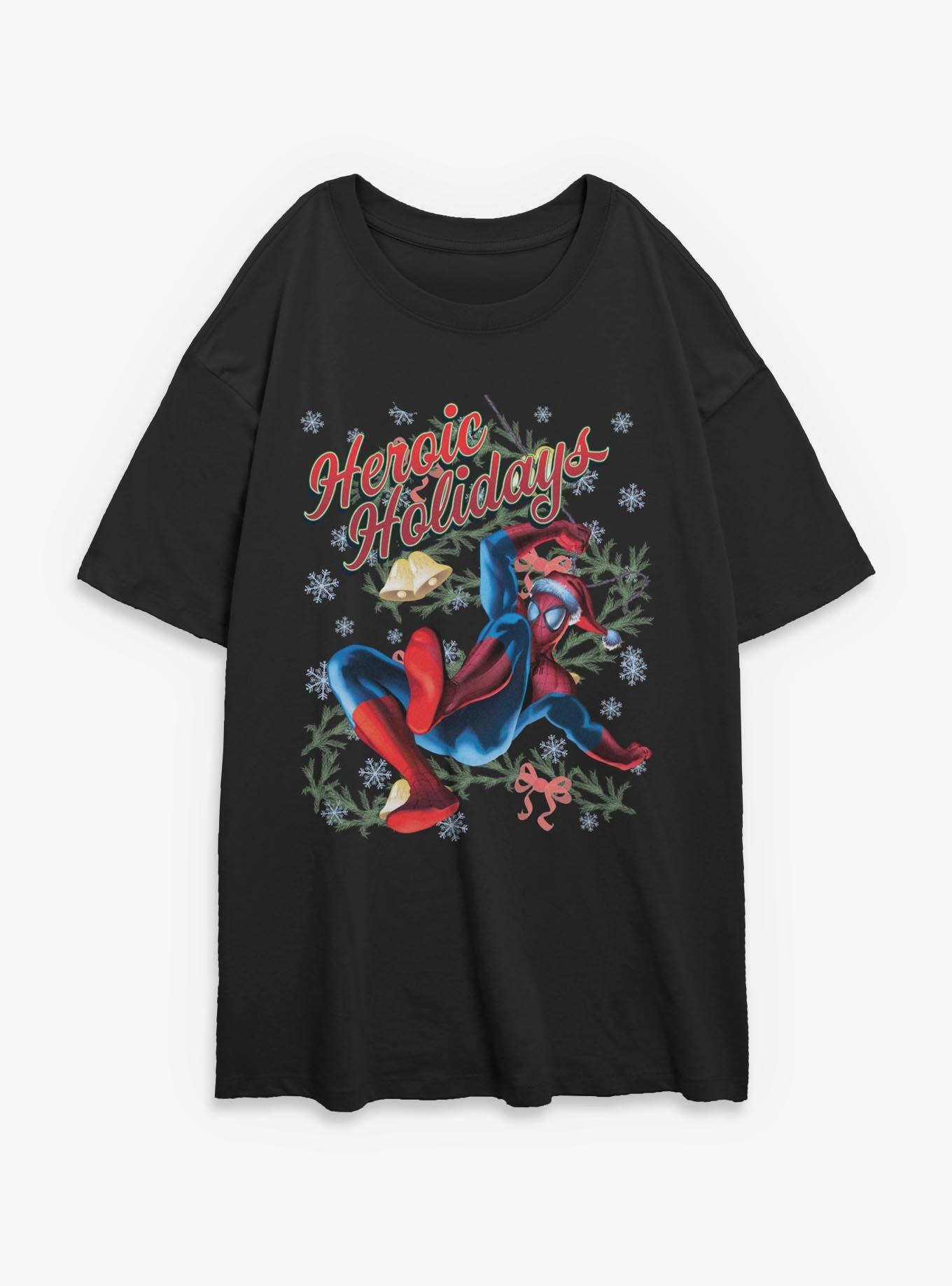 Marvel Spiderman Vintage Holiday Spiderman Girls Oversized T-Shirt, , hi-res