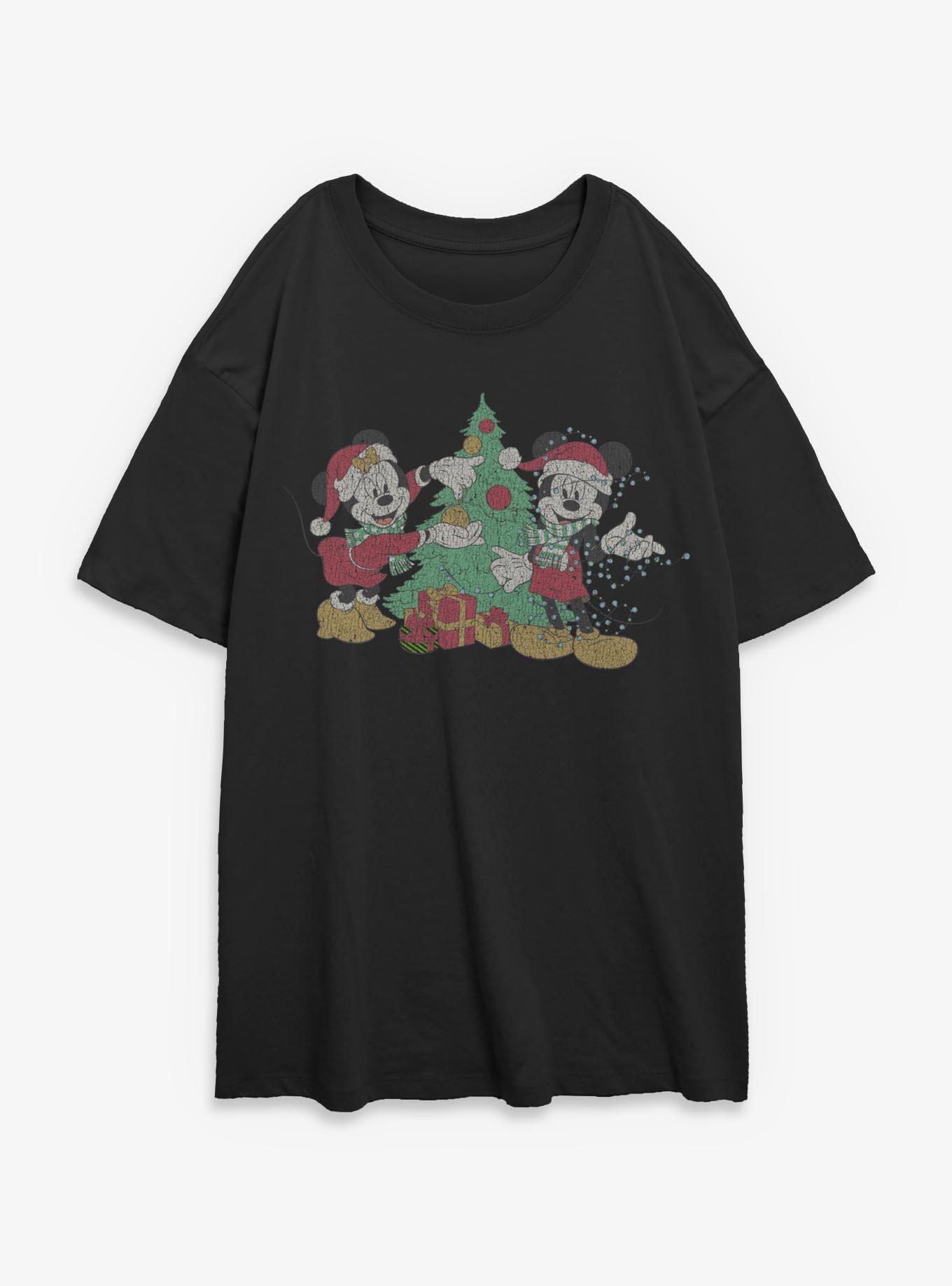 Disney Mickey Mouse Christmas Couple Girls Oversized T-Shirt
