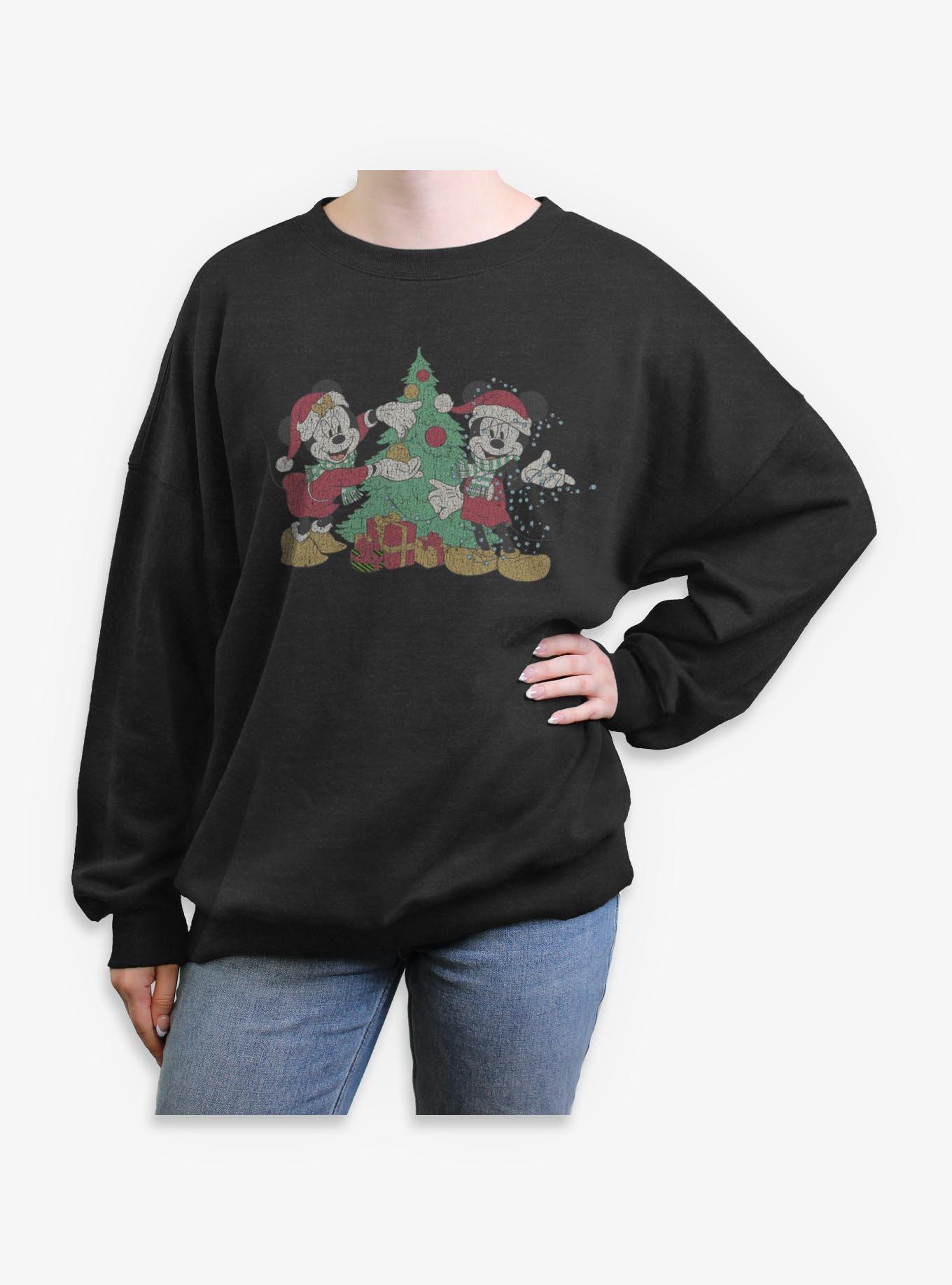 Disney Mickey Mouse Christmas Couple Girls Oversized Sweatshirt