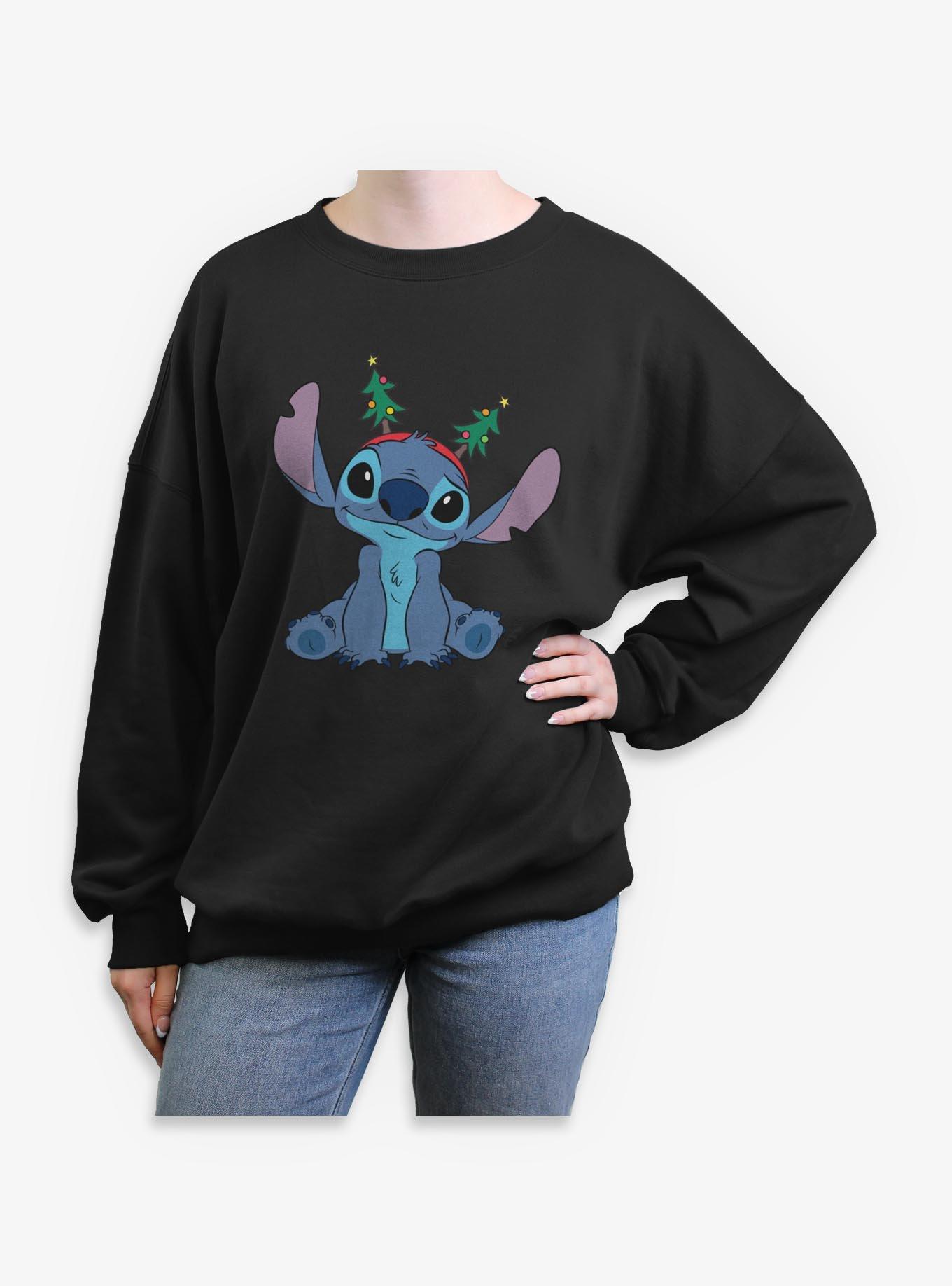 Disney Lilo & Stitch Stitch Christmas Tree Headband Girls Oversized Sweatshirt, , hi-res